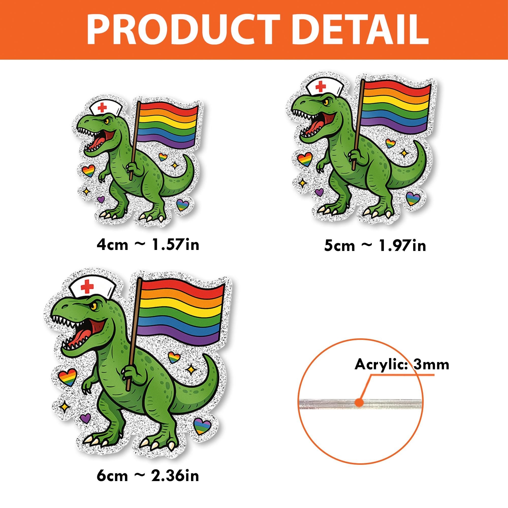Dino Nurse Pride Badge Reel | LGBTQ+ Rainbow ID Holder | Funny T-Rex Nurse Clip | Pride Month Gift | Cute Dinosaur Badge for Nurses