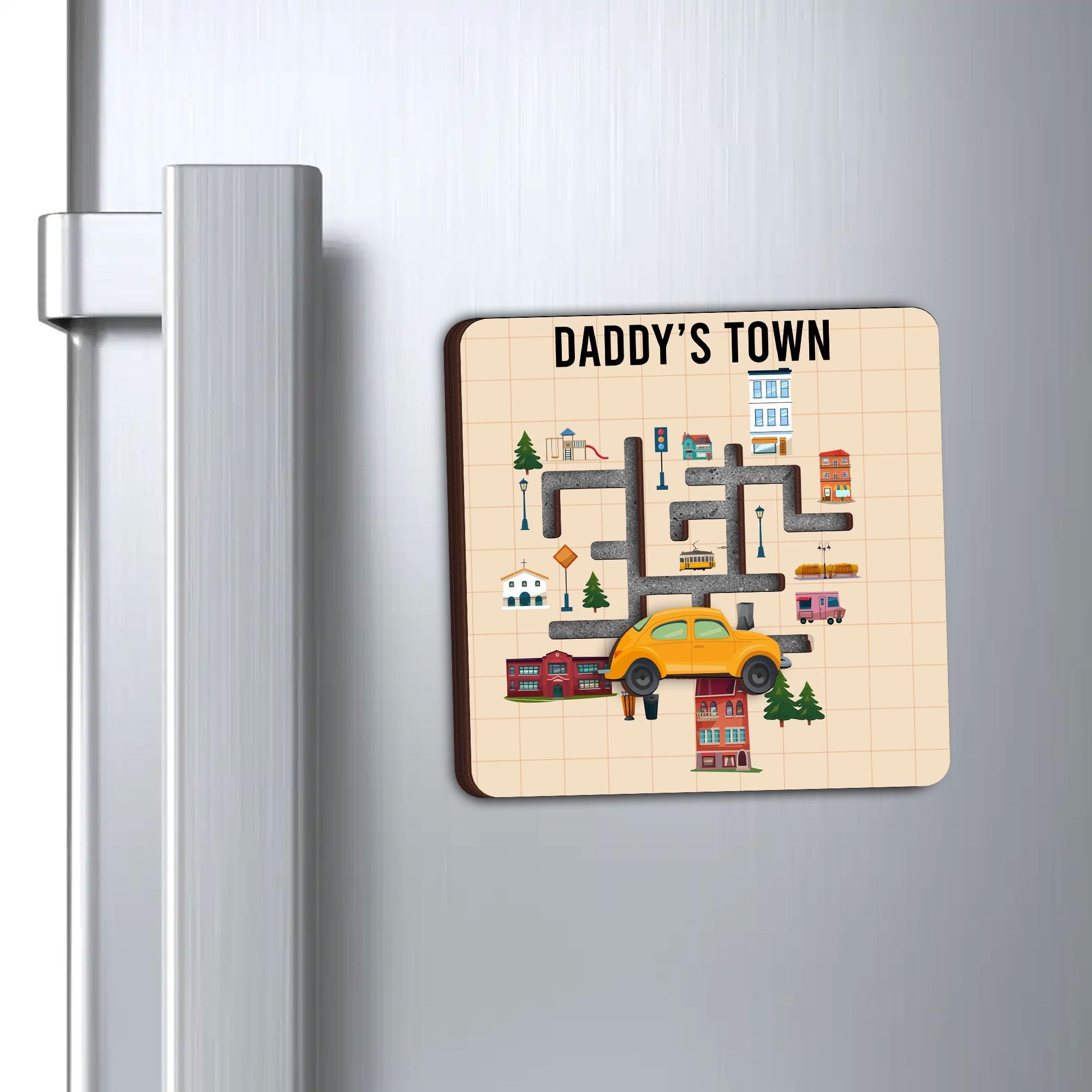Personalized Play Cars On Dad's Play Mat Car Race Maze Game Magnet | Top Car Race Track Family Maze Game | Car Race Fridge Magnet