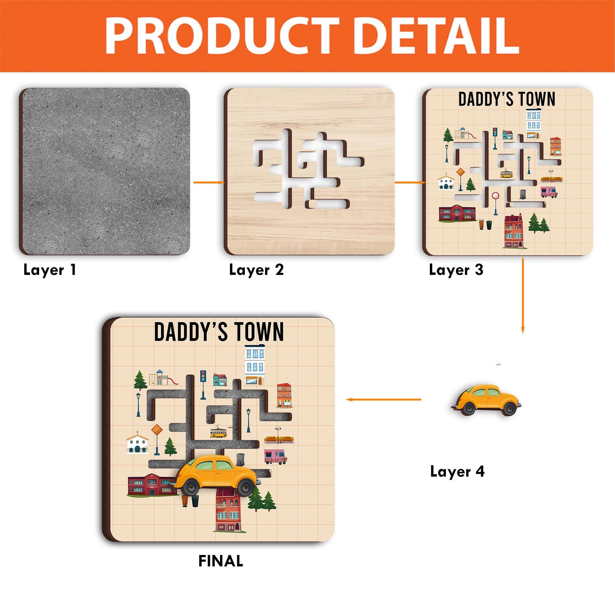 Personalized Play Cars On Dad's Play Mat Car Race Maze Game Magnet | Top Car Race Track Family Maze Game | Car Race Fridge Magnet