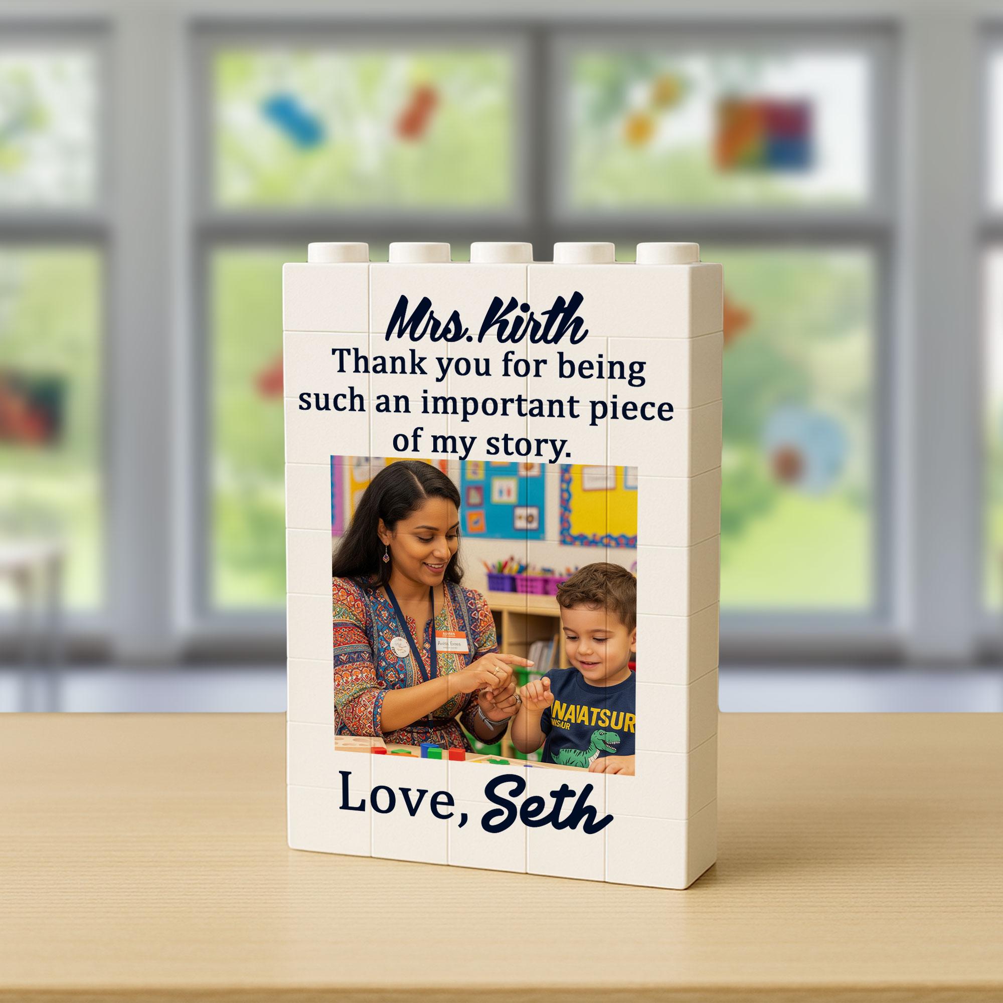 Personalized Teacher Gift - Thank You for Being an Important Piece, Custom Photo Building Block, Gift For Teacher, Teacher Appreciation Gift