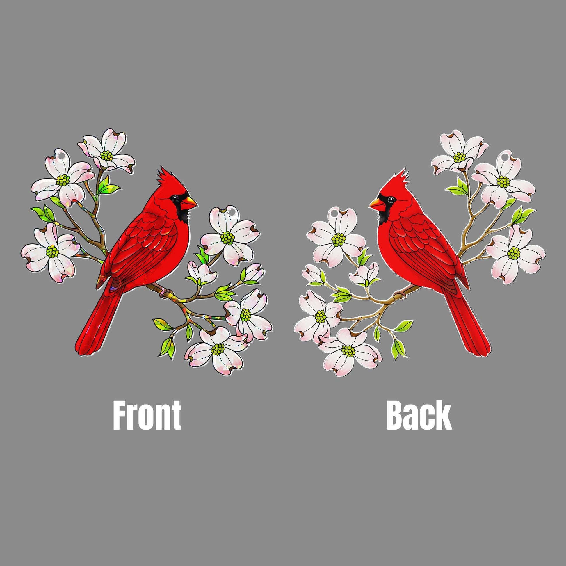 Cardinal Dogwood Hologram Acrylic Window Hanging Ornament, Bird Lover Gift, Nature Inspired Home Decor, Spring Art, Home Decor Gift