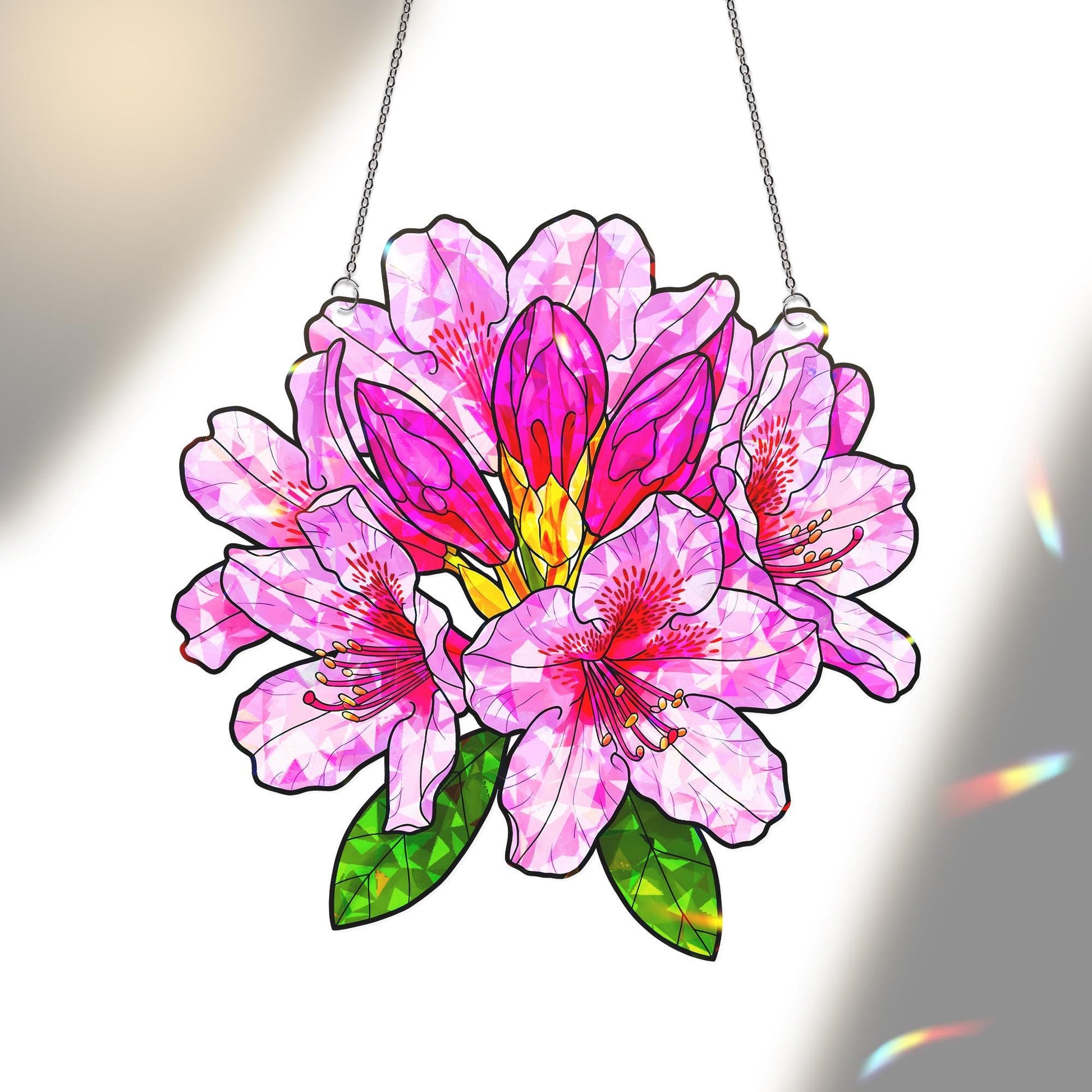 Radiant Rhododendron Bloom Acrylic Window Hanging - Floral Ornament for Home Decor, Botanical Art, Spring Gift, Gift For Mom, Gardener
