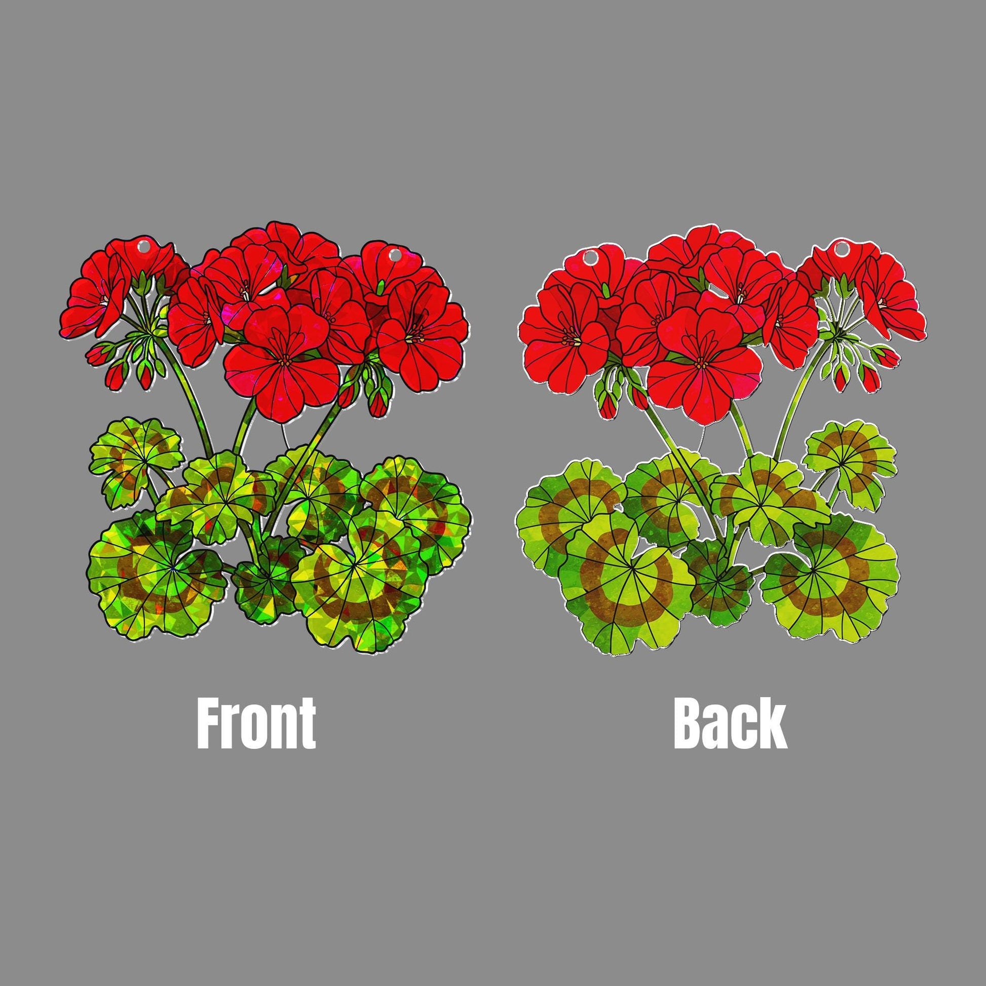 Vibrant Red Geranium Acrylic Window Hanging Ornament, Home Decor, Floral Garden Lover Gift, Unique Botanical Art, Gift For Mom, Her