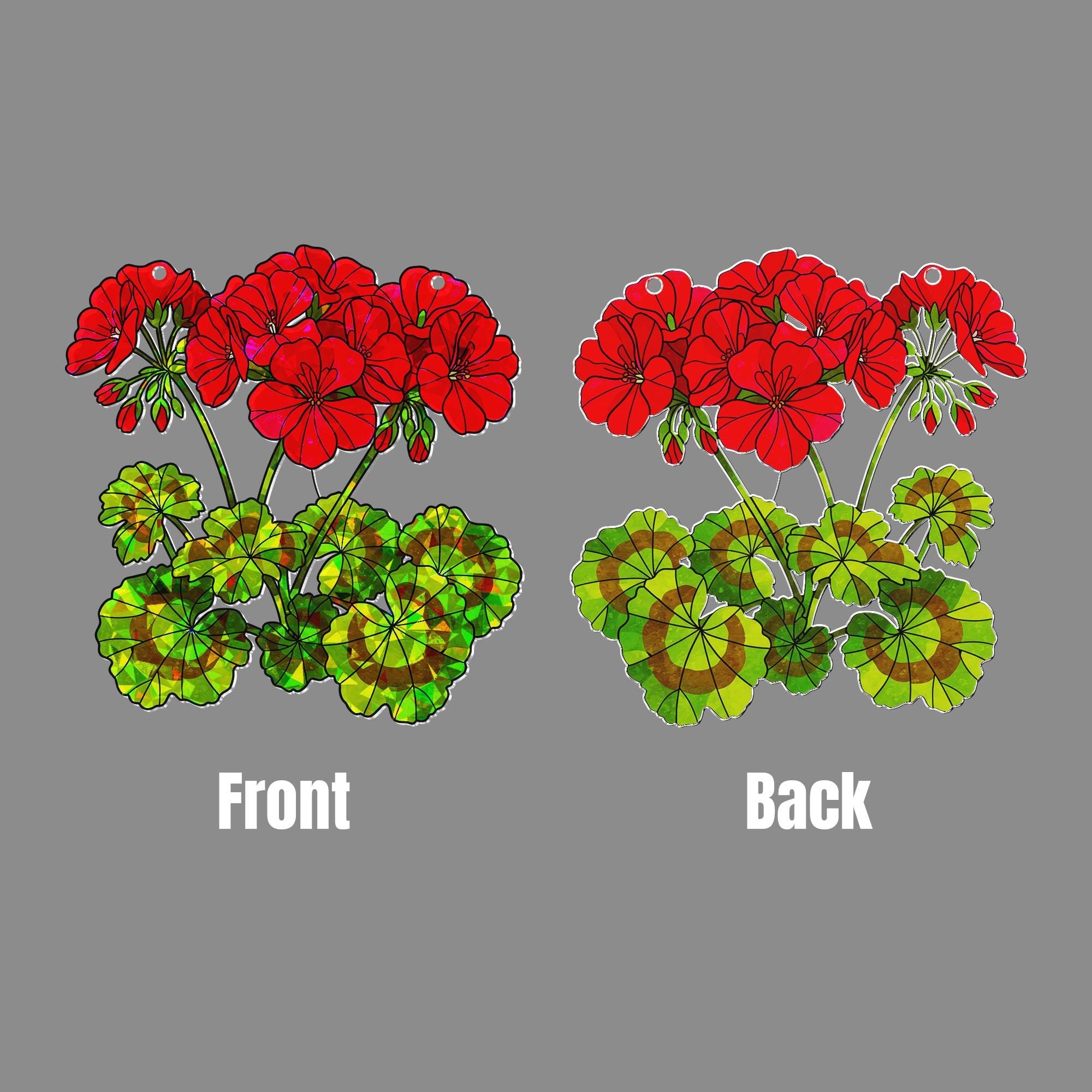 Vibrant Red Geranium Acrylic Window Hanging Ornament, Home Decor, Floral Garden Lover Gift, Unique Botanical Art, Gift For Mom, Her