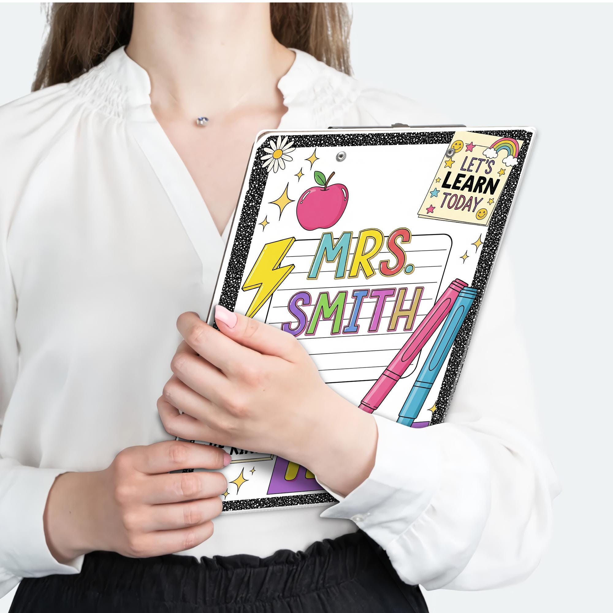 Personalized Teacher Clipboard, teacher Composition Notebook Clipart, Teacher Acrylic Clipboard, Teacher Gifts, Teacher School Supplies
