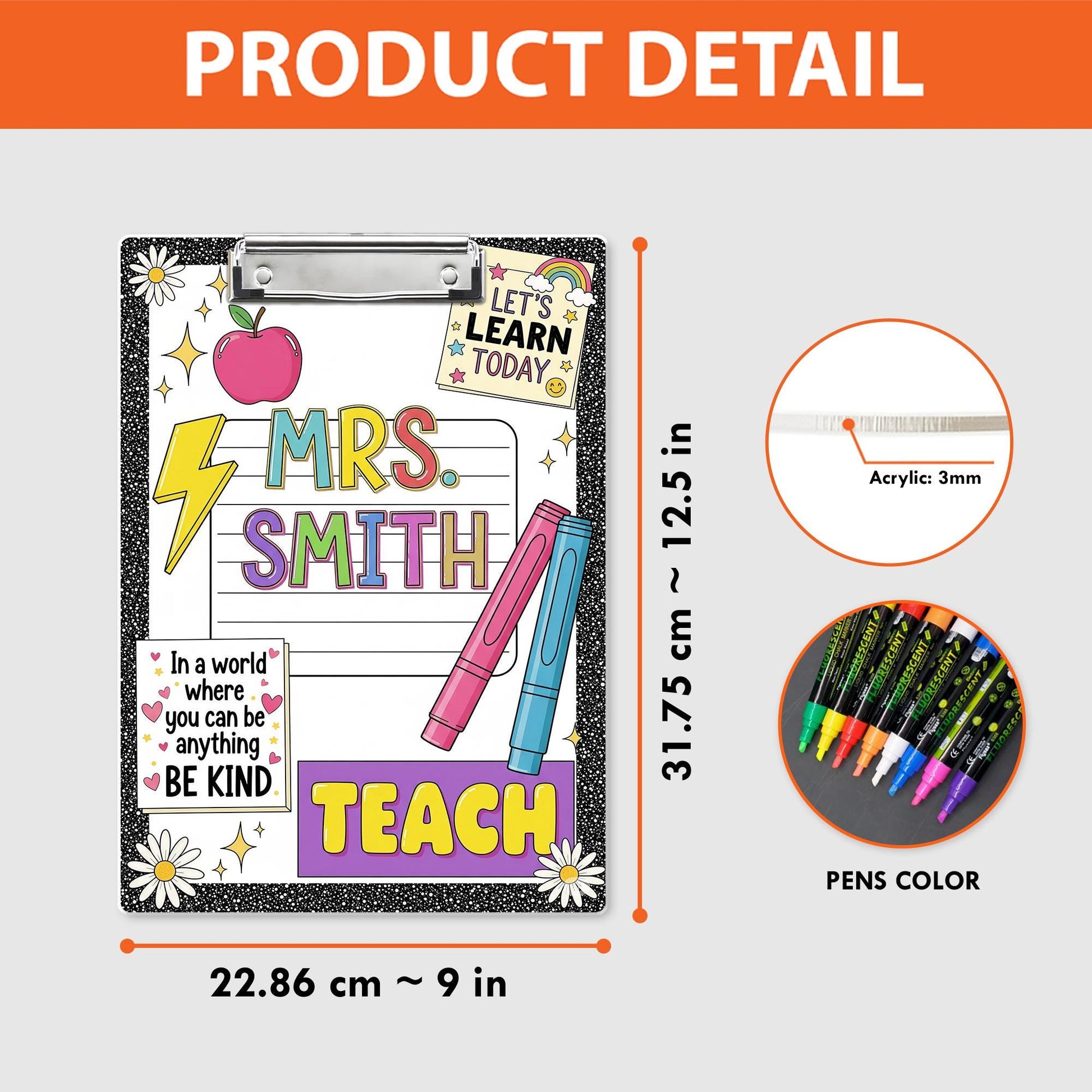 Personalized Teacher Clipboard, teacher Composition Notebook Clipart, Teacher Acrylic Clipboard, Teacher Gifts, Teacher School Supplies