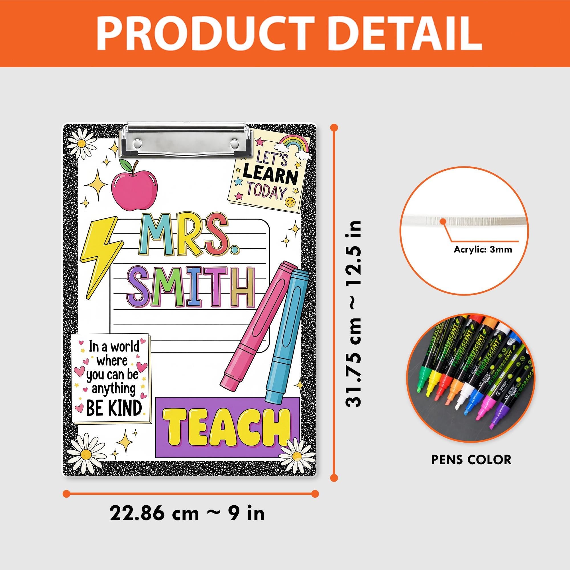 Personalized Teacher Clipboard, teacher Composition Notebook Clipart, Teacher Acrylic Clipboard, Teacher Gifts, Teacher School Supplies