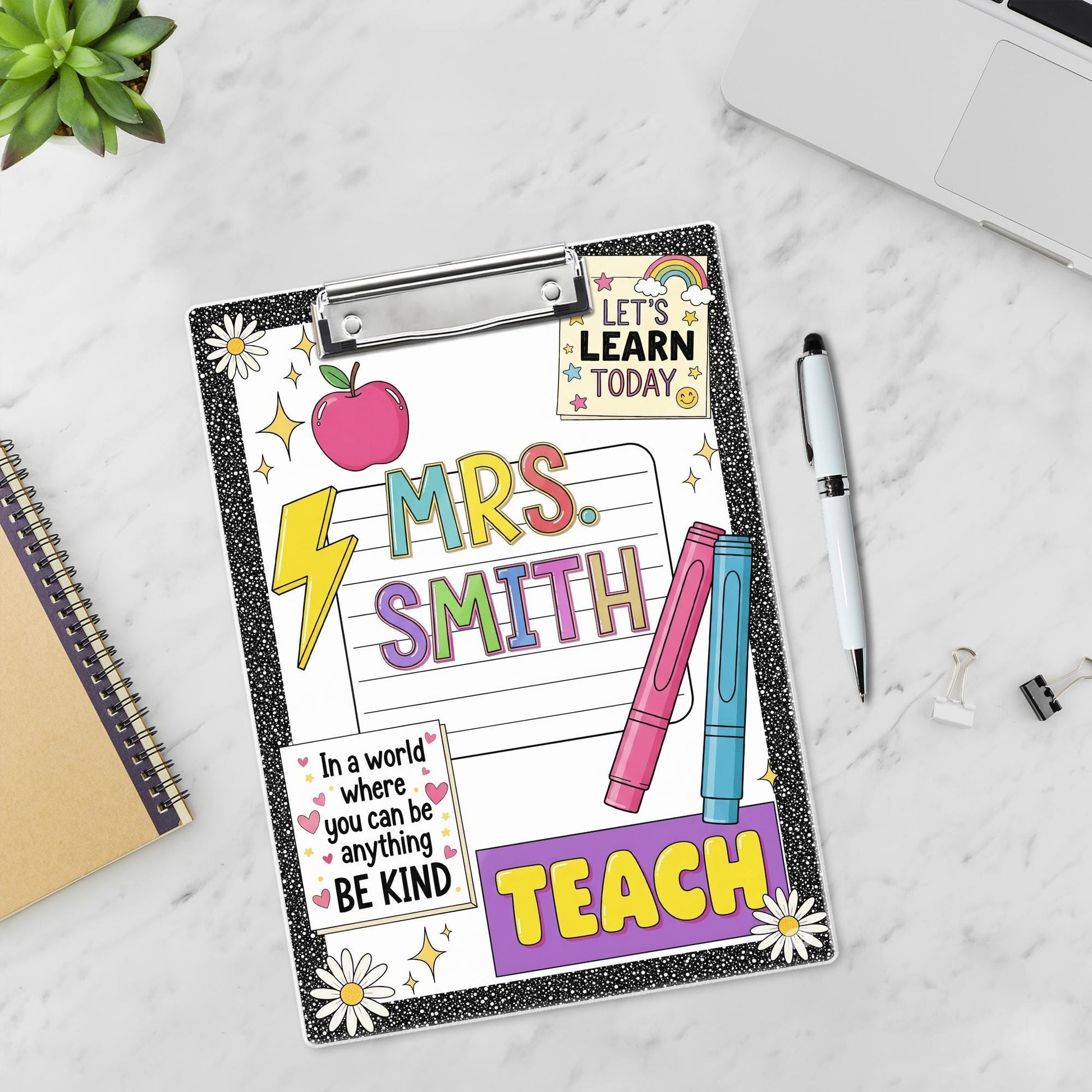 Personalized Teacher Clipboard, teacher Composition Notebook Clipart, Teacher Acrylic Clipboard, Teacher Gifts, Teacher School Supplies