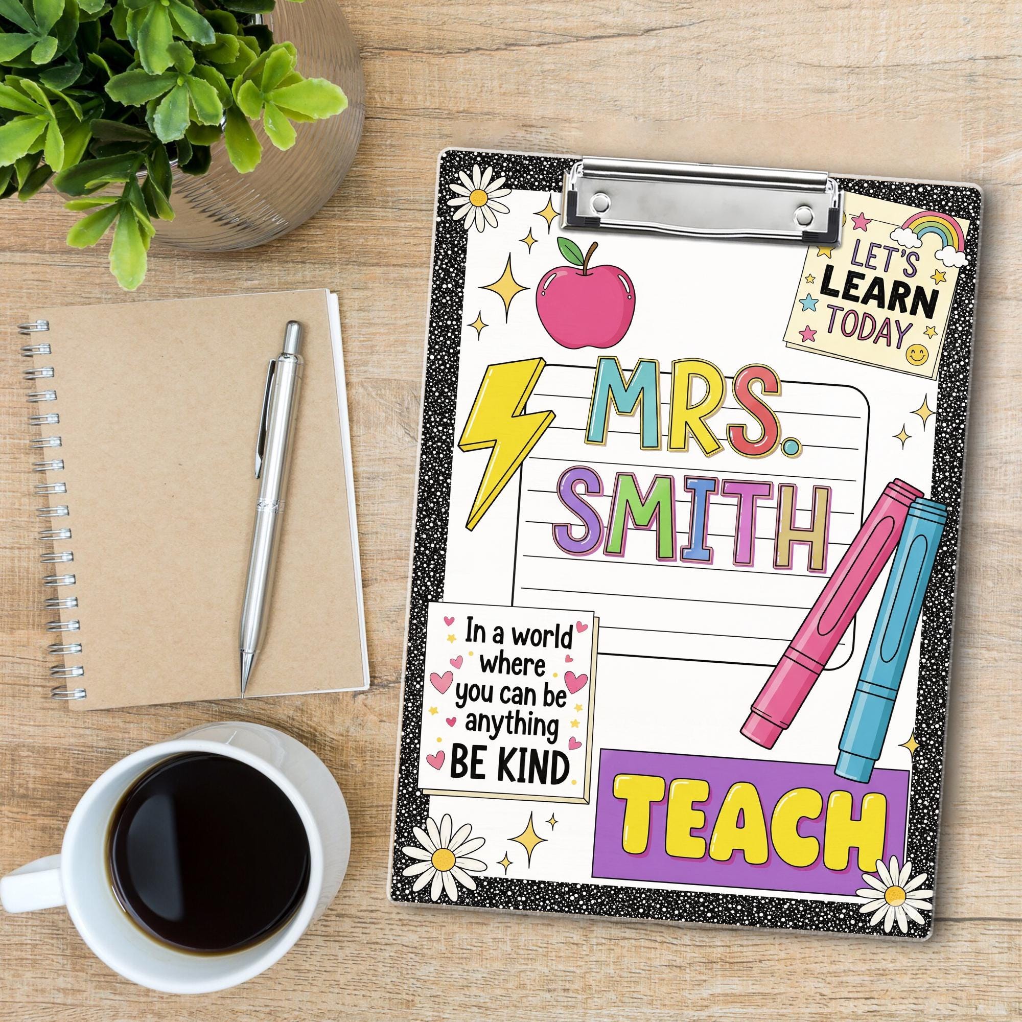 Personalized Teacher Clipboard, teacher Composition Notebook Clipart, Teacher Acrylic Clipboard, Teacher Gifts, Teacher School Supplies