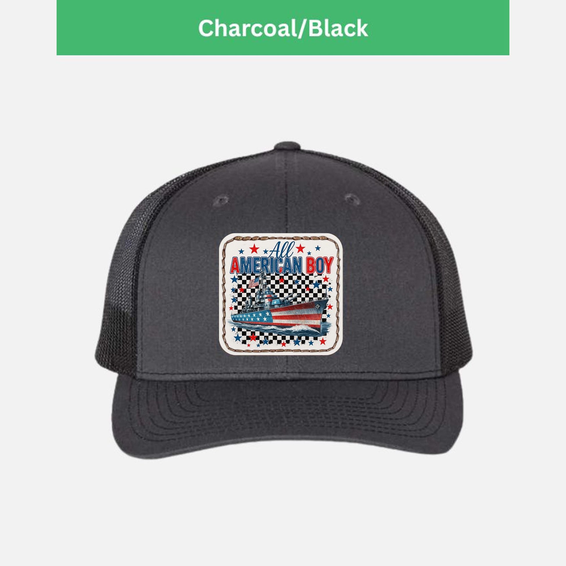 All American Boy Trucker Hat – Patriotic Battleship Cap for Men – USA Flag Navy Hat – 4th of July Gift – Retro Americana Style