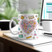 I Love Teacher Mug – Cute Teacher Appreciation Gift, Back to School Coffee Cup, Colorful Classroom Icon Design for Educators & Staff