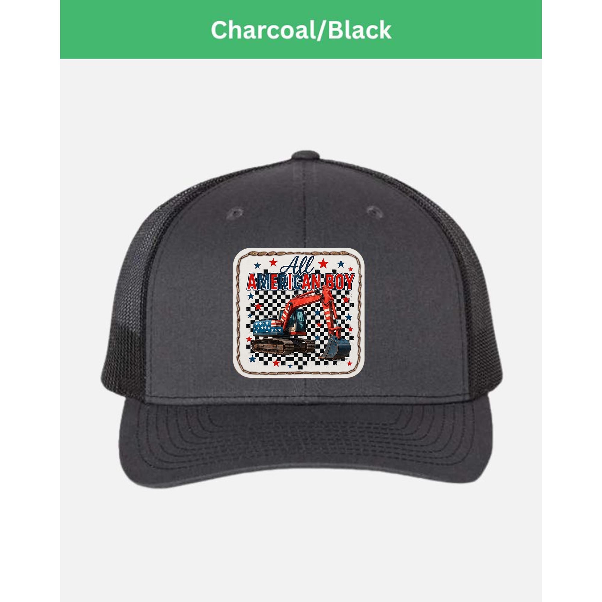 All American Boy Trucker Hat – Patriotic Excavator Cap for Boys & Men – Heavy Construction USA Flag Hat – 4th of July Gift