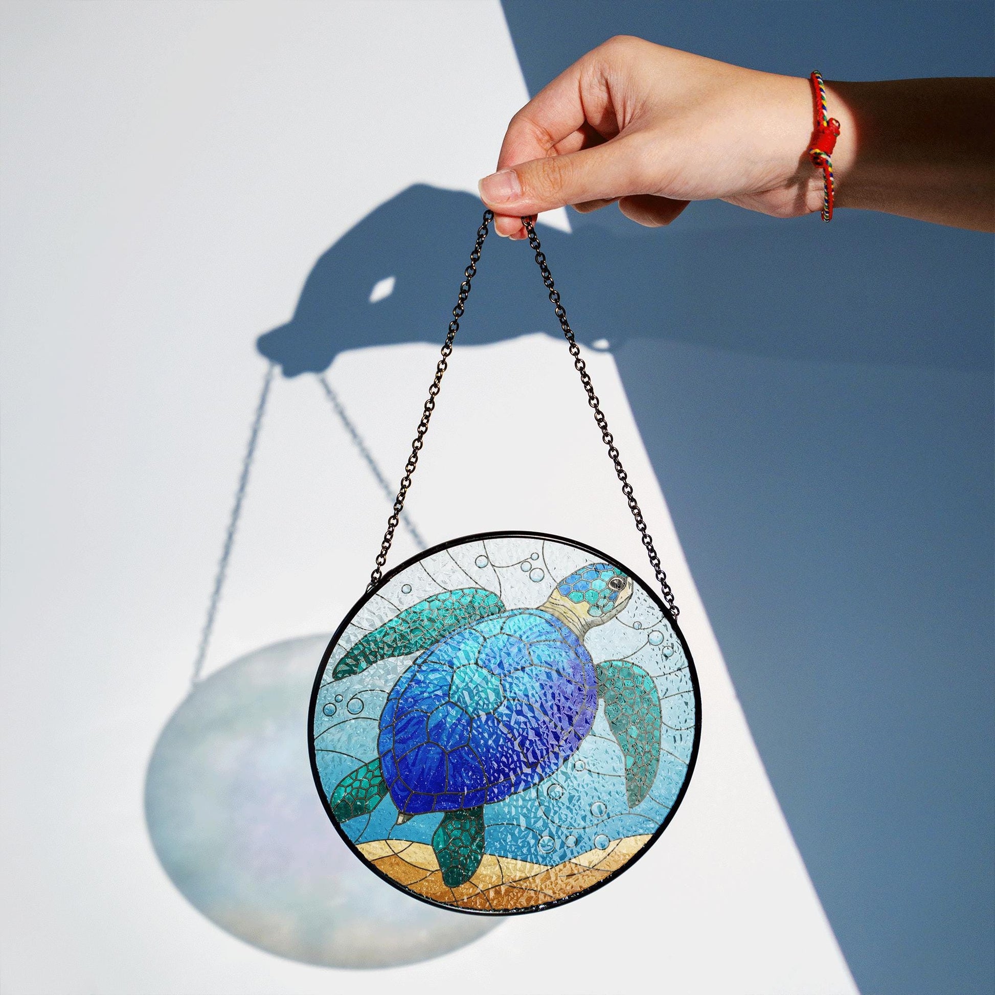 Sea Turtle Glass Suncatcher – Ocean-Inspired Stained Glass Decor for Window or Wall – Marine Life Gift for Beach & Coastal Lovers
