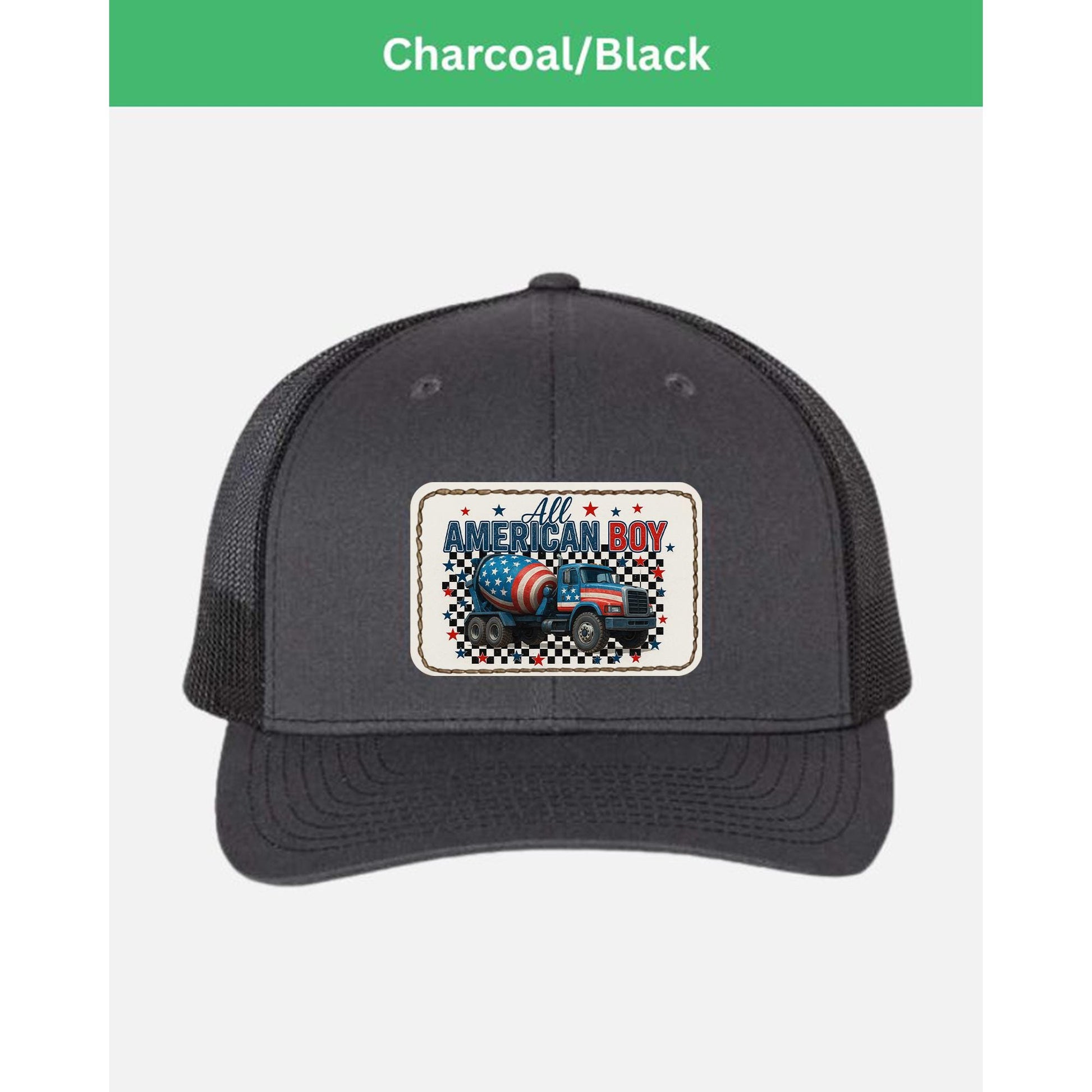 All American Boy Trucker Hat – Patriotic Cement Mixer Cap for Kids & Men – USA Flag Construction Hat – 4th of July Gift Idea