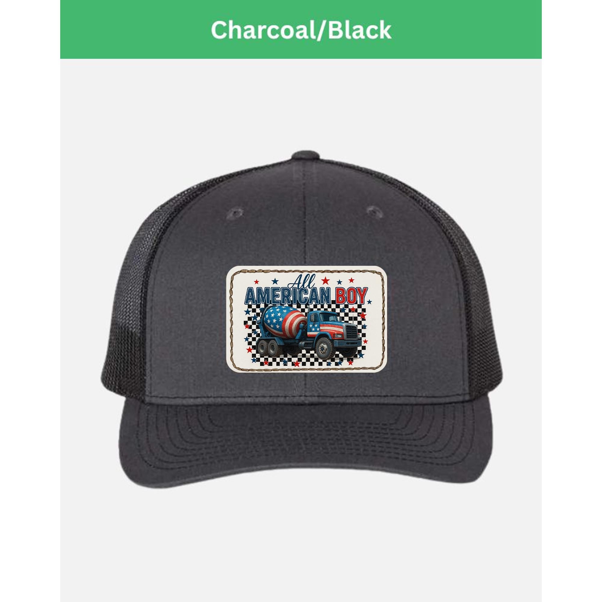 All American Boy Trucker Hat – Patriotic Cement Mixer Cap for Kids & Men – USA Flag Construction Hat – 4th of July Gift Idea