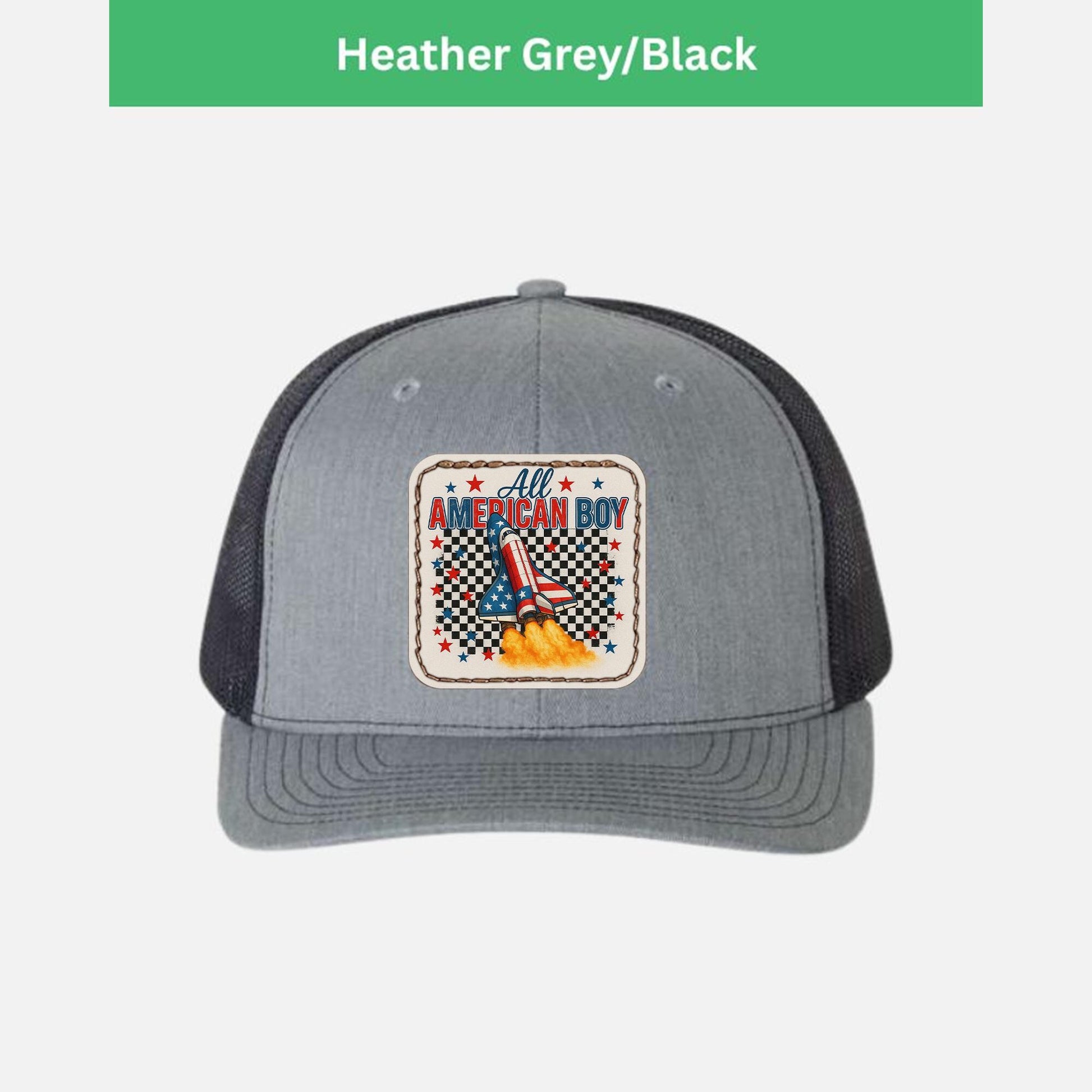 All American Boy Trucker Hat – Patriotic Rocket Ship Cap for Kids & Men – USA Space Shuttle Hat – 4th of July Space Lover Gift