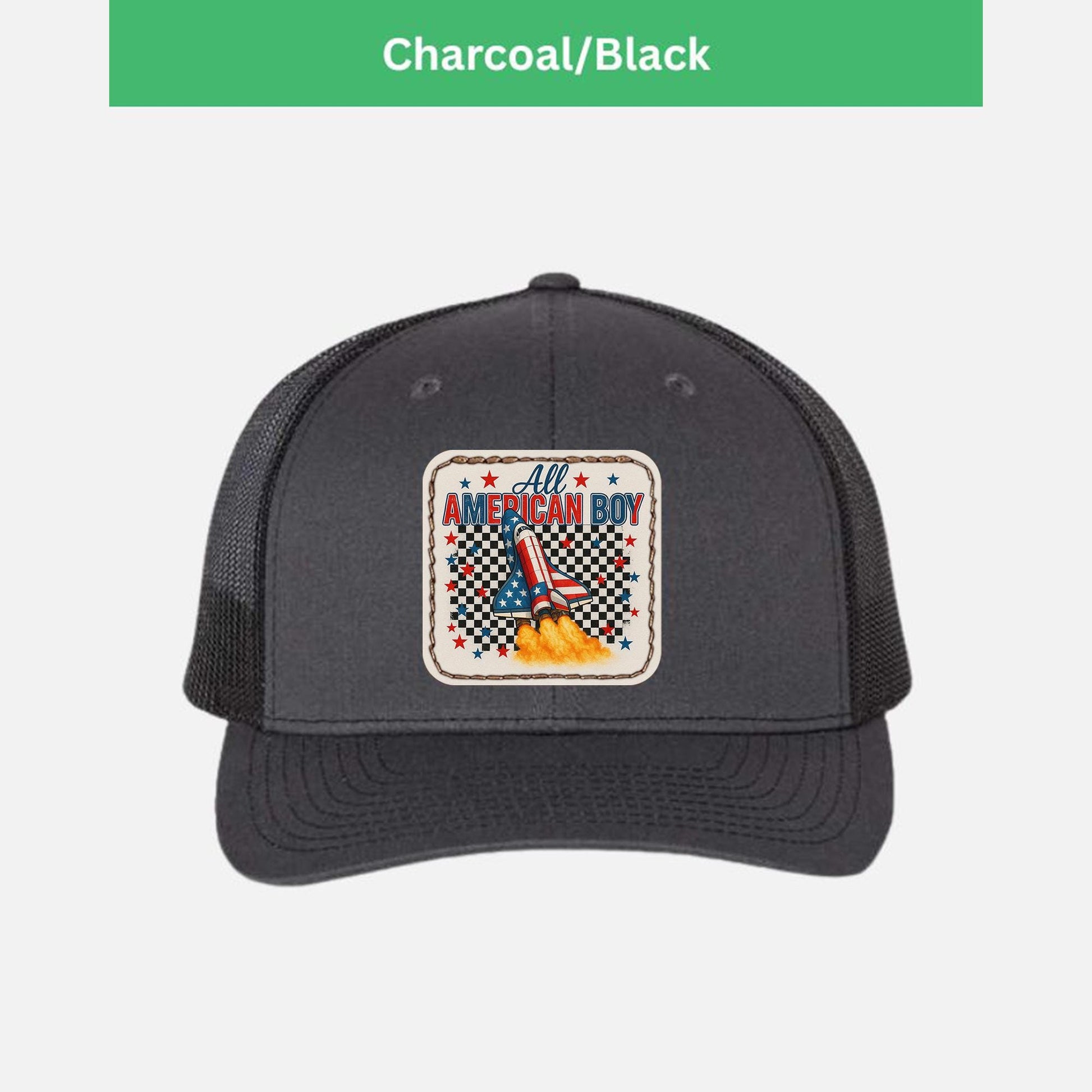 All American Boy Trucker Hat – Patriotic Rocket Ship Cap for Kids & Men – USA Space Shuttle Hat – 4th of July Space Lover Gift