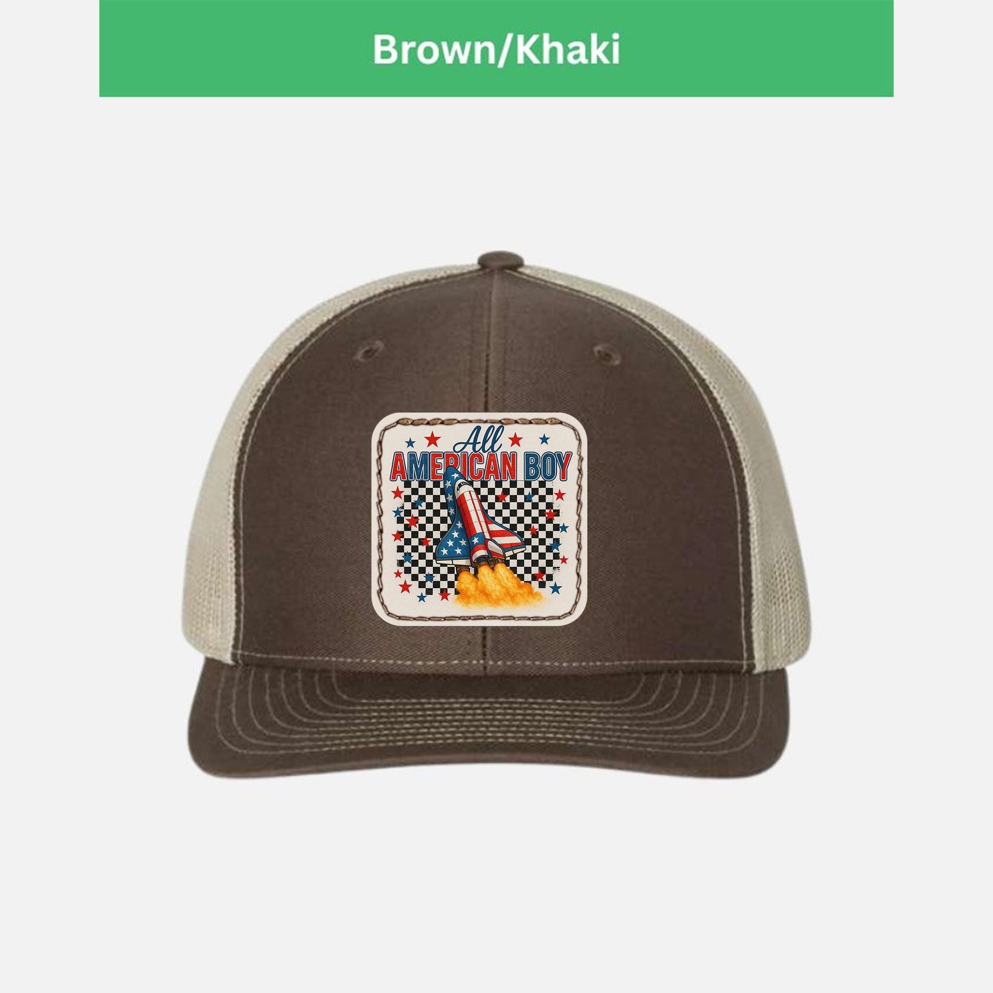 All American Boy Trucker Hat – Patriotic Rocket Ship Cap for Kids & Men – USA Space Shuttle Hat – 4th of July Space Lover Gift