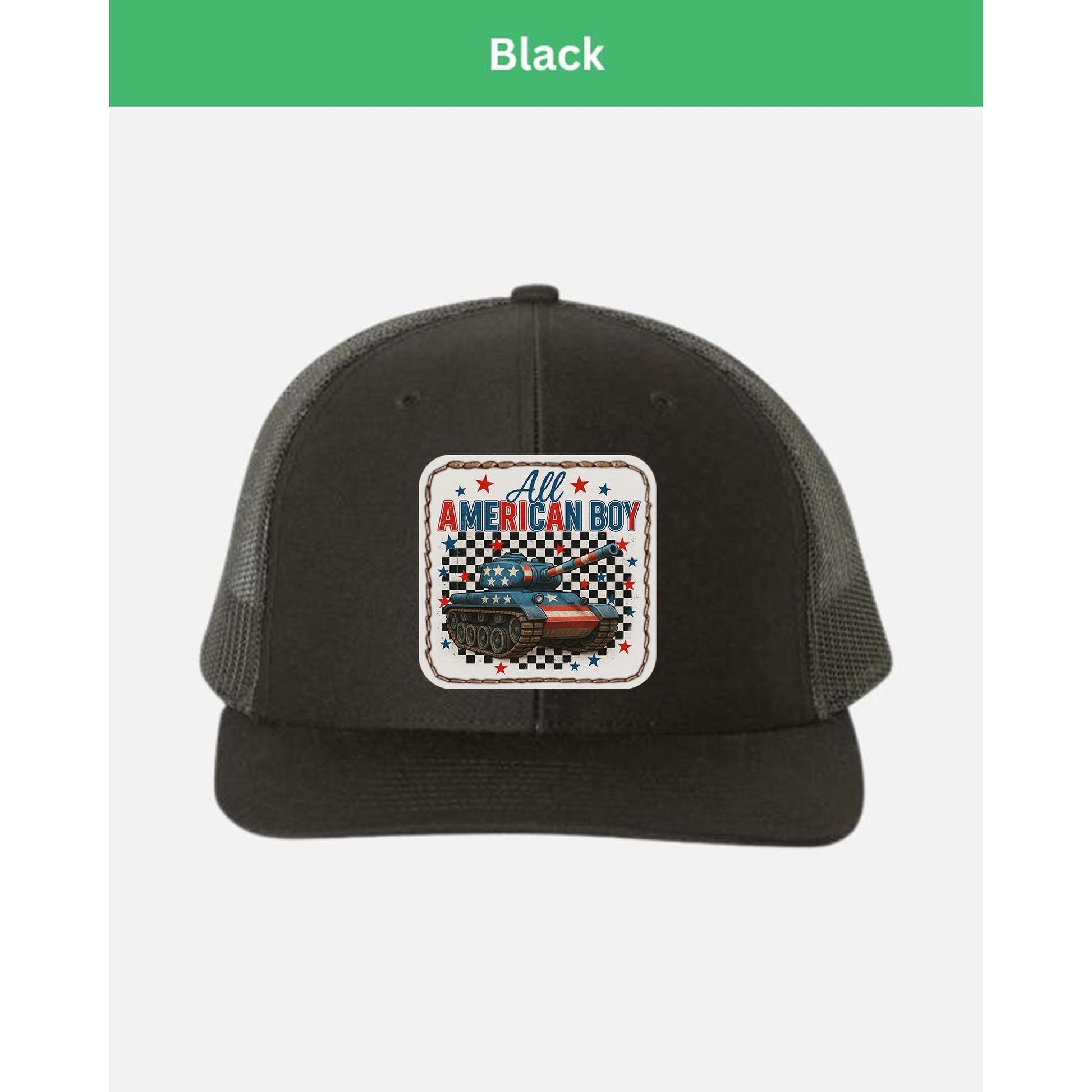 All American Boy Trucker Hat – Patriotic Tank Cap for Boys & Men – Military USA Flag Hat – 4th of July Army Gift for Him
