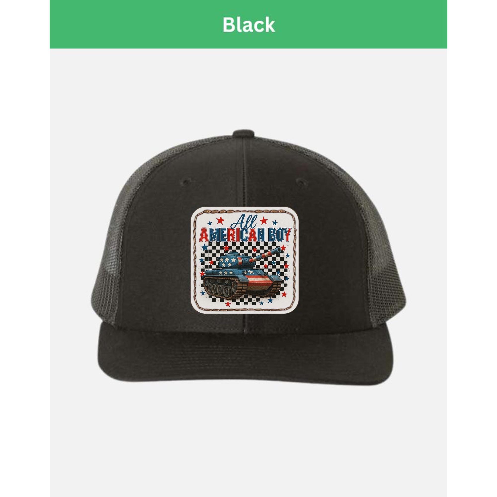 All American Boy Trucker Hat – Patriotic Tank Cap for Boys & Men – Military USA Flag Hat – 4th of July Army Gift for Him