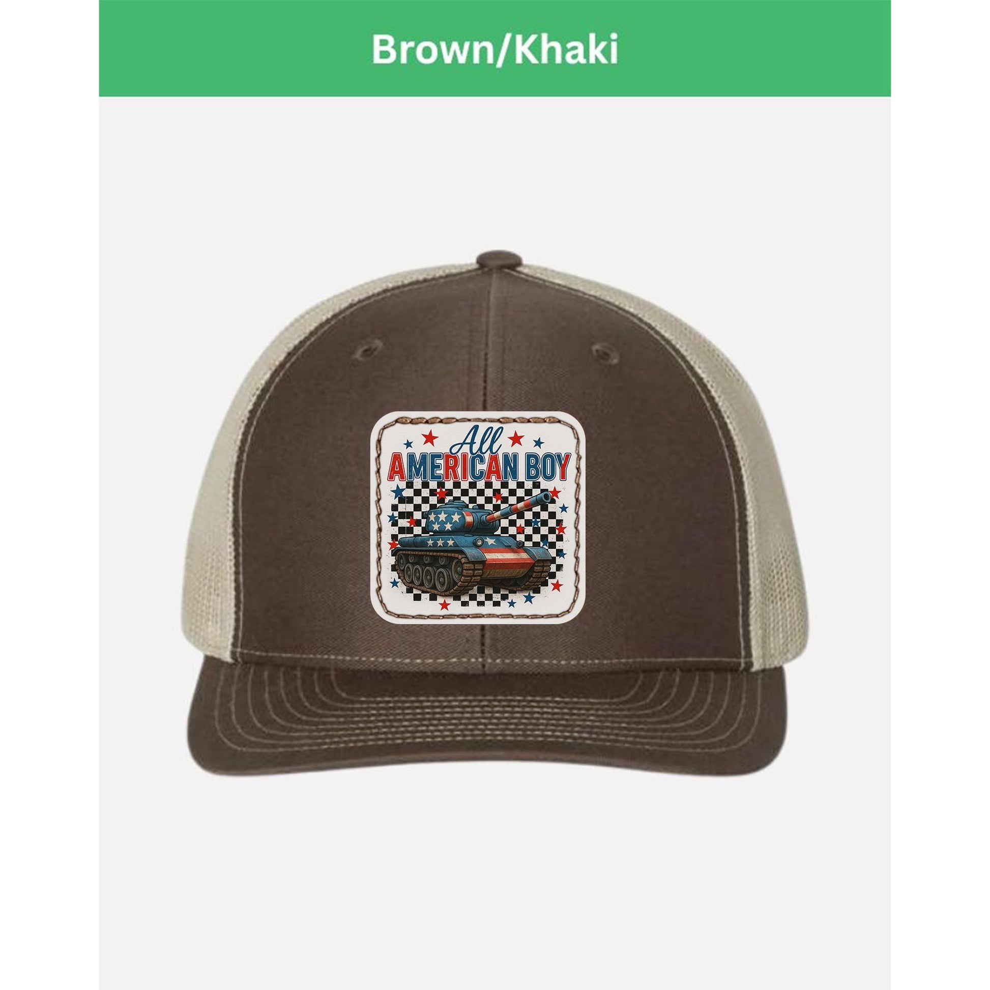 All American Boy Trucker Hat – Patriotic Tank Cap for Boys & Men – Military USA Flag Hat – 4th of July Army Gift for Him