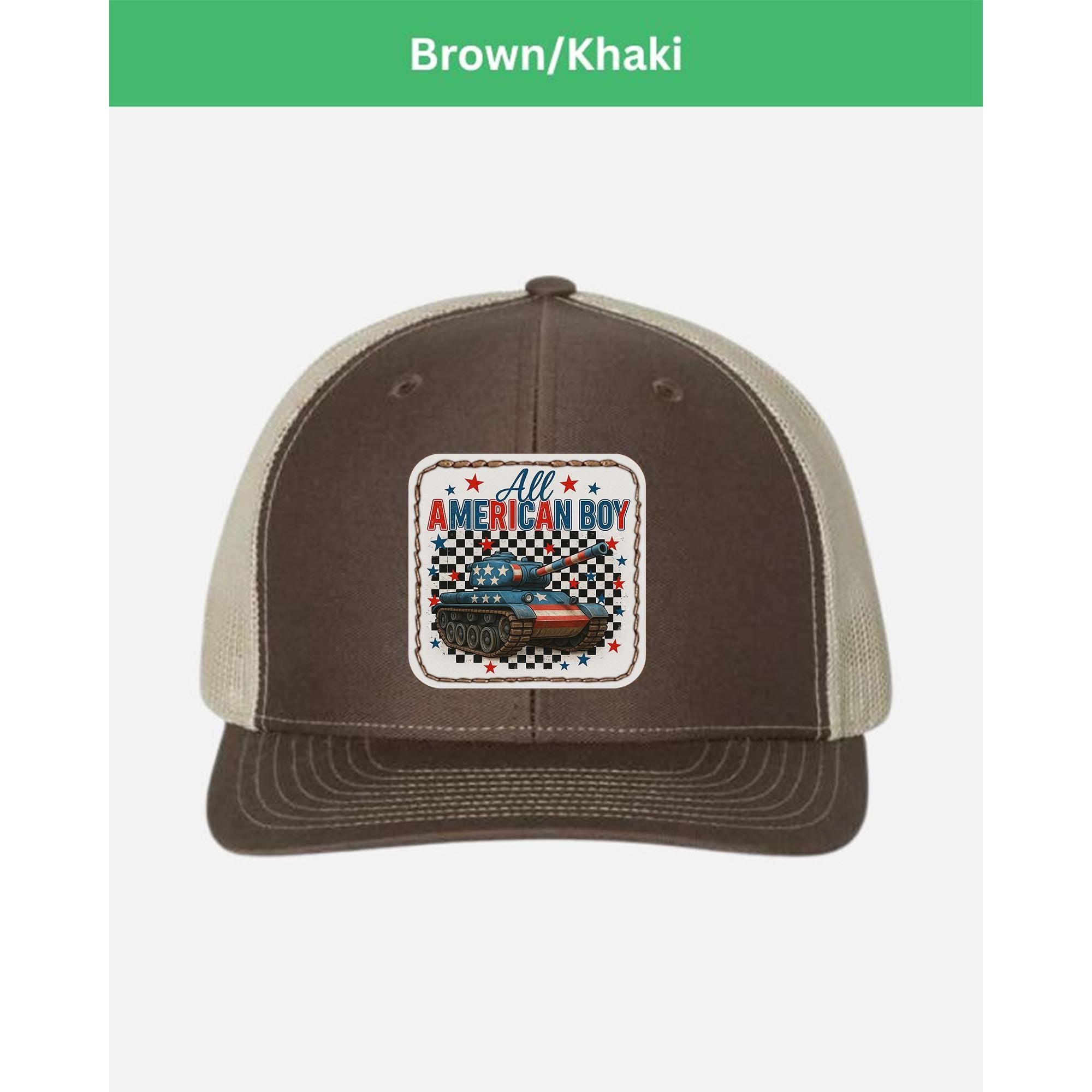 All American Boy Trucker Hat – Patriotic Tank Cap for Boys & Men – Military USA Flag Hat – 4th of July Army Gift for Him