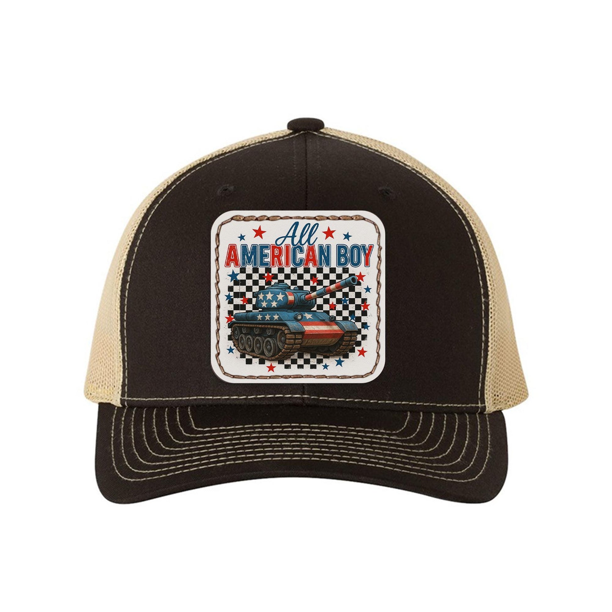 All American Boy Trucker Hat – Patriotic Tank Cap for Boys & Men – Military USA Flag Hat – 4th of July Army Gift for Him