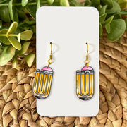 Custom Pencil Paperclip Earrings – Fun Teacher Gift Jewelry – Back to School Dangle Earrings – Stationery-Inspired Classroom Style