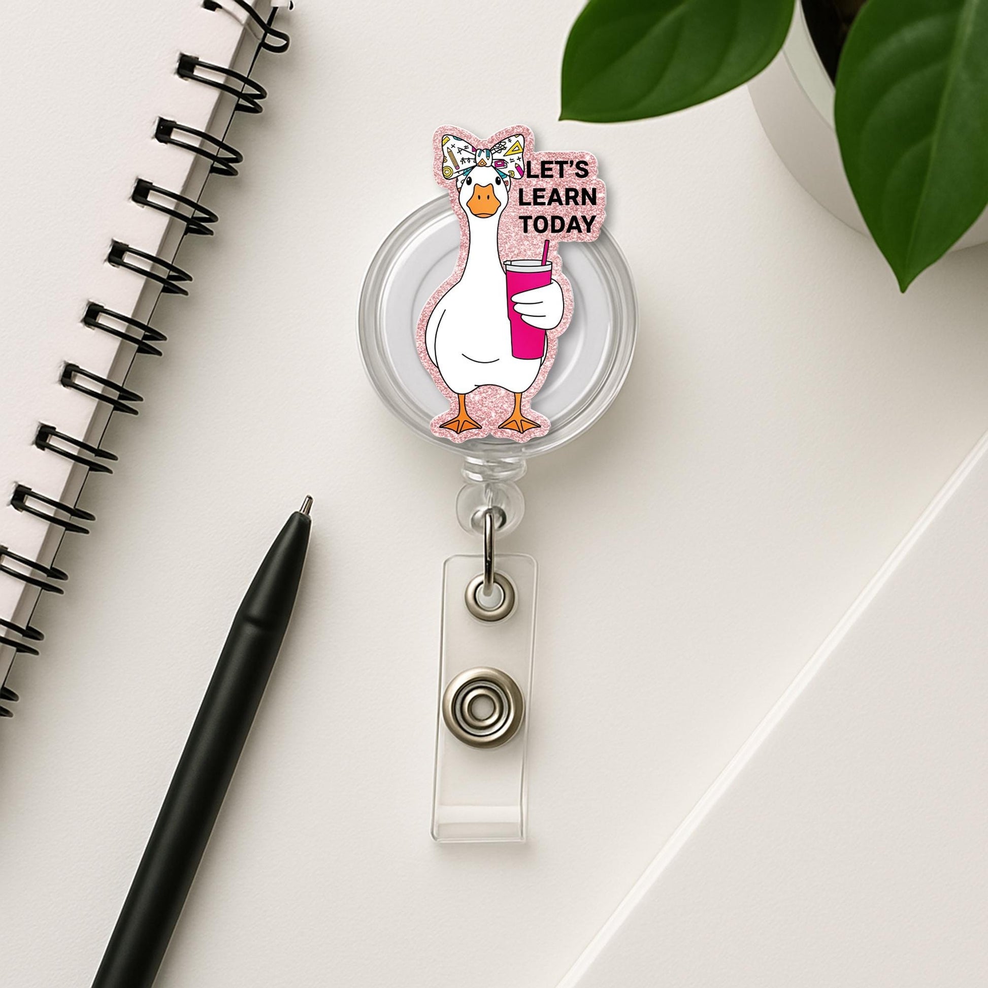 Funny Goose Teacher Badge Reel – “Let’s Learn Today” ID Holder, Cute Back to School Gift for Educators, Nurses, and Staff, Goose Lover Gift