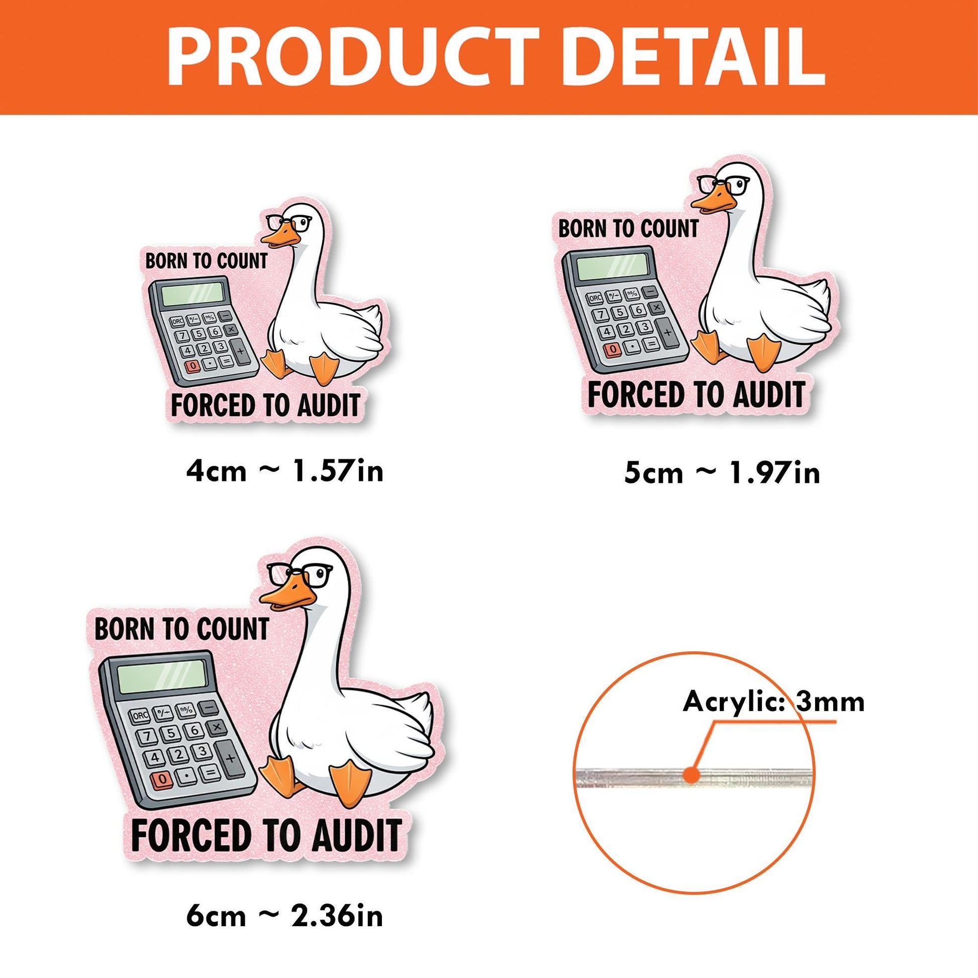 Born to Count Forced to Audit Badge Reel – Funny Accountant ID Holder, Cute Goose Retractable Clip, Gift for CPAs & Finance Staff