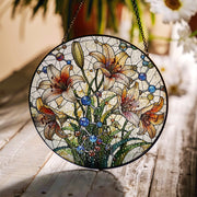 Lily Flower Glass Suncatcher – Handcrafted Floral Window Hanging, Elegant Botanical Decor for Garden Lovers & Gifts, Gift For Mom