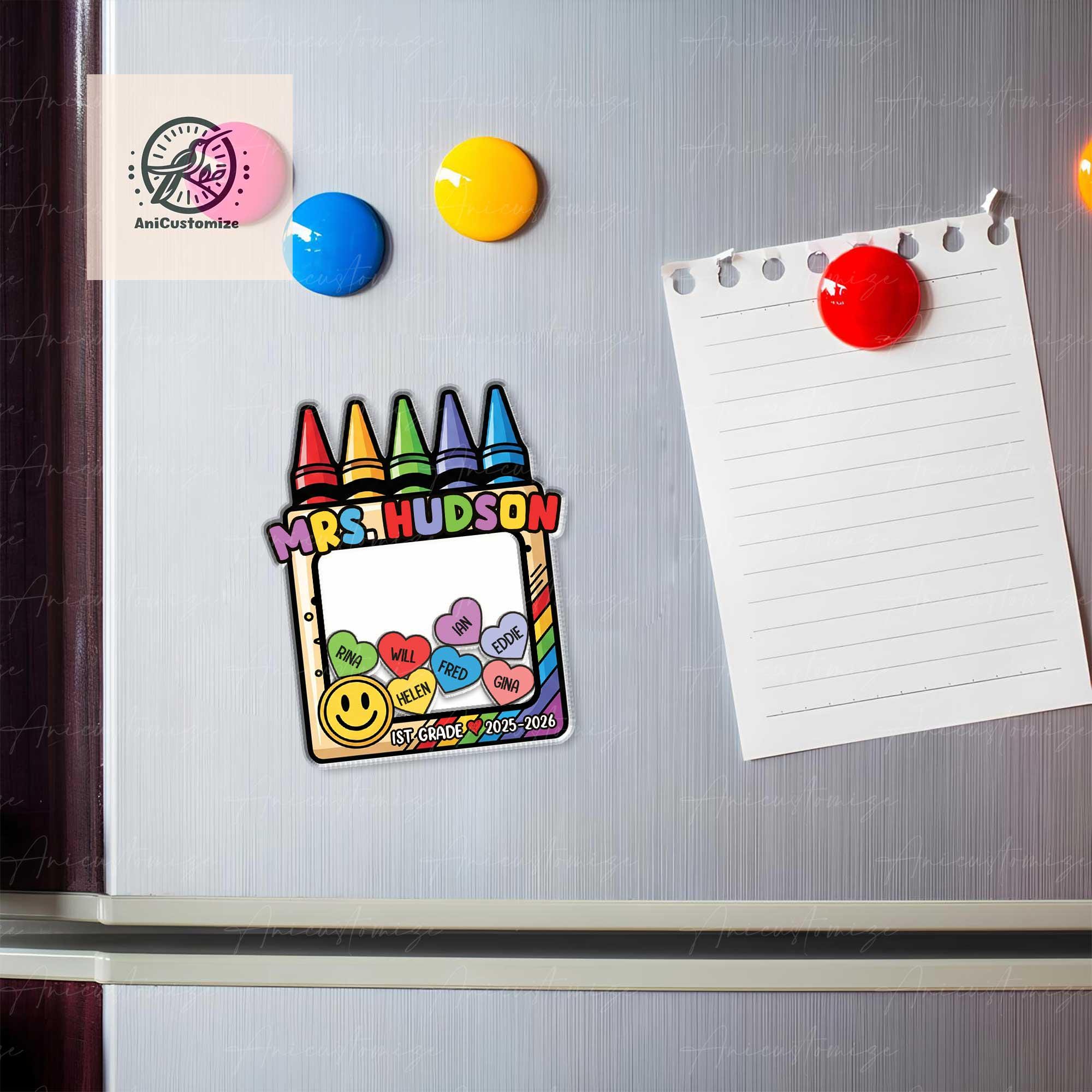 Custom Shaker Magnet with Kids Name for Teacher, Unique Teacher Gift, Back to School, End of Year Gift, Thank You Gift, School Lockers Decor