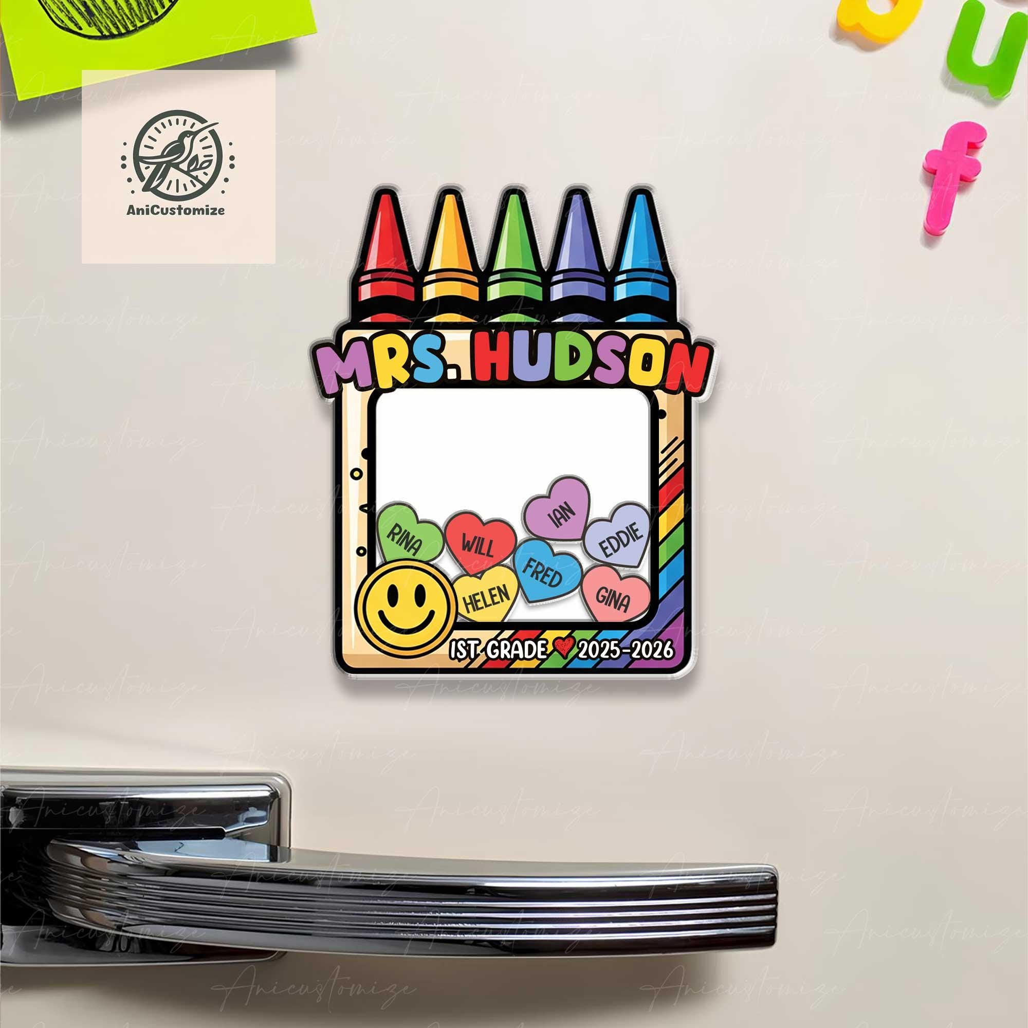 Custom Shaker Magnet with Kids Name for Teacher, Unique Teacher Gift, Back to School, End of Year Gift, Thank You Gift, School Lockers Decor
