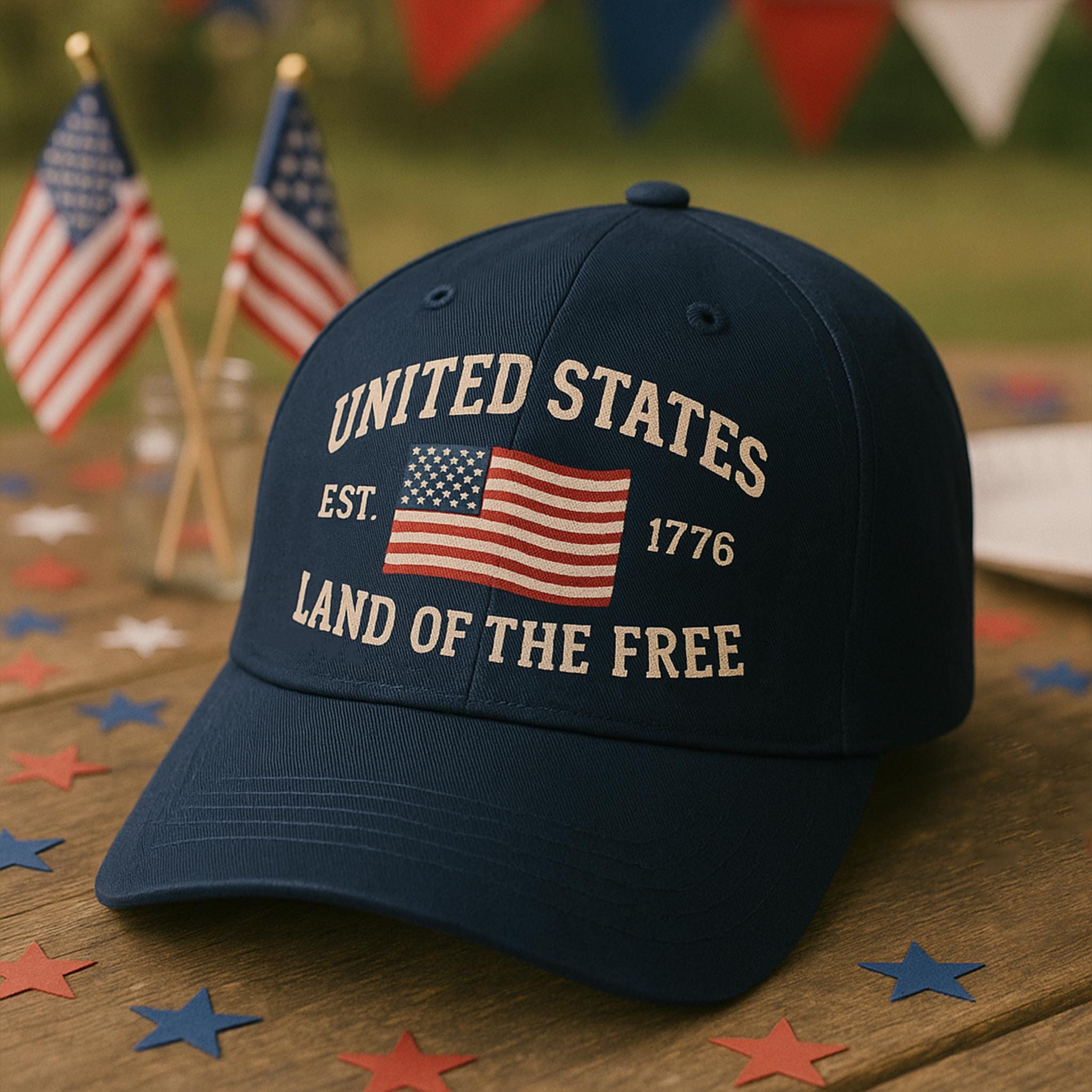 United States Cap, Land of the Free Cap, 4th July Hat, Patriotic USA Baseball Cap, American Flag Cap, Independence Day Hat