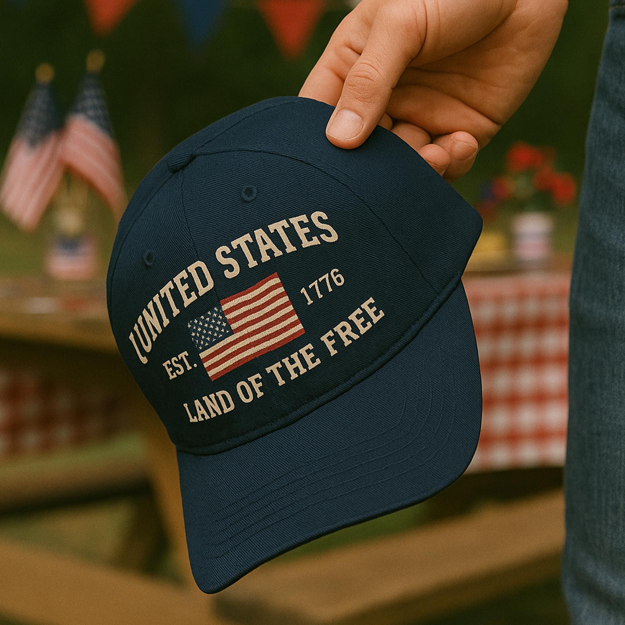 United States Cap, Land of the Free Cap, 4th July Hat, Patriotic USA Baseball Cap, American Flag Cap, Independence Day Hat