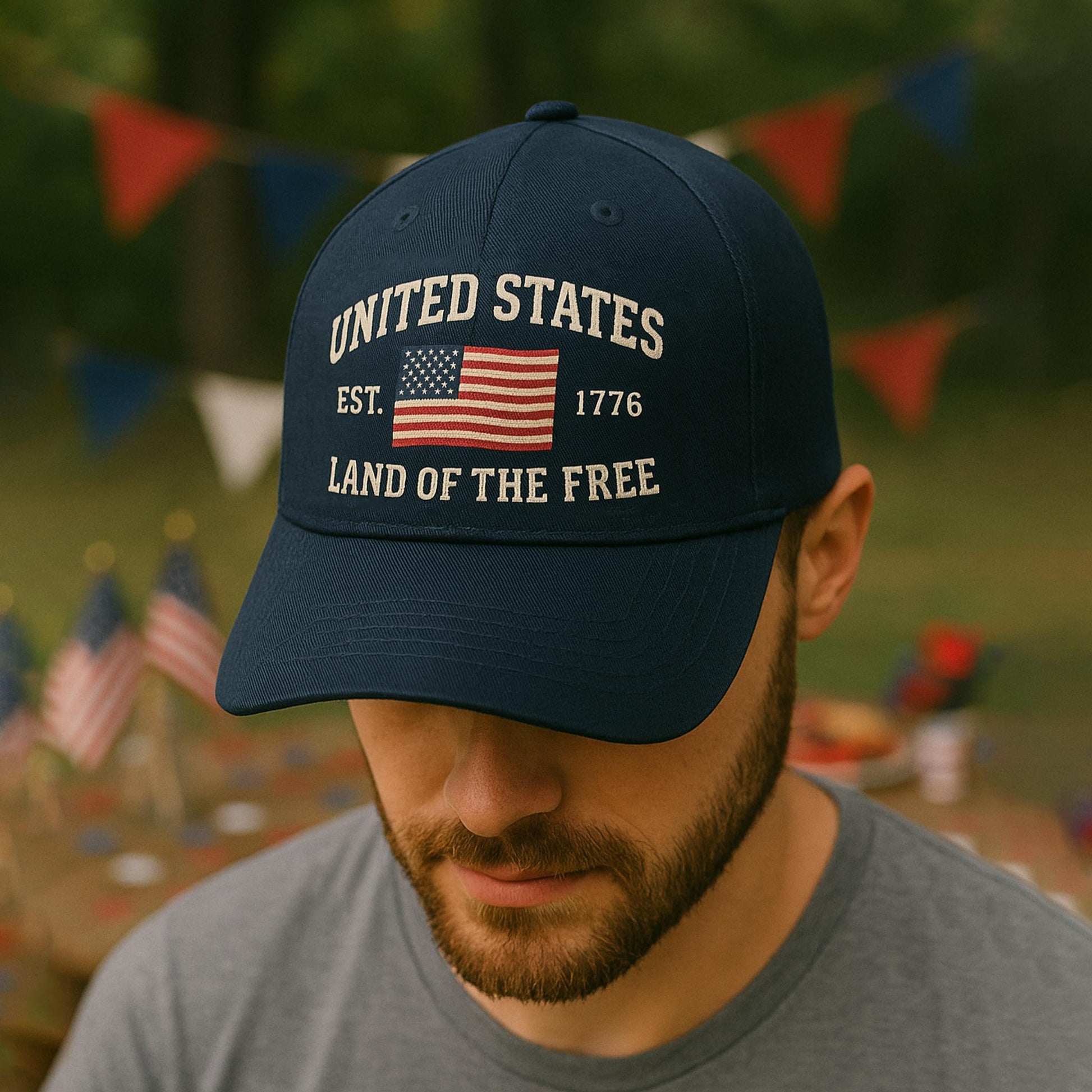 United States Cap, Land of the Free Cap, 4th July Hat, Patriotic USA Baseball Cap, American Flag Cap, Independence Day Hat