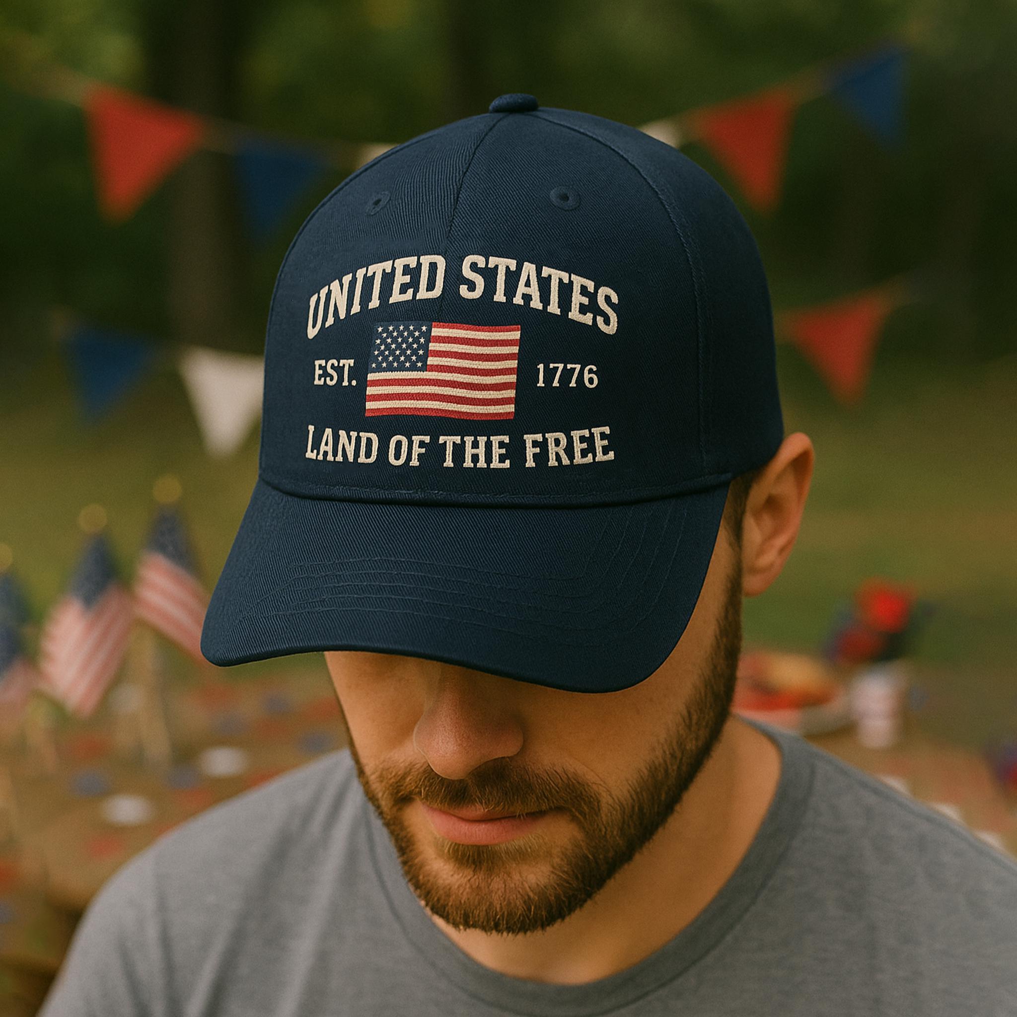 United States Cap, Land of the Free Cap, 4th July Hat, Patriotic USA Baseball Cap, American Flag Cap, Independence Day Hat