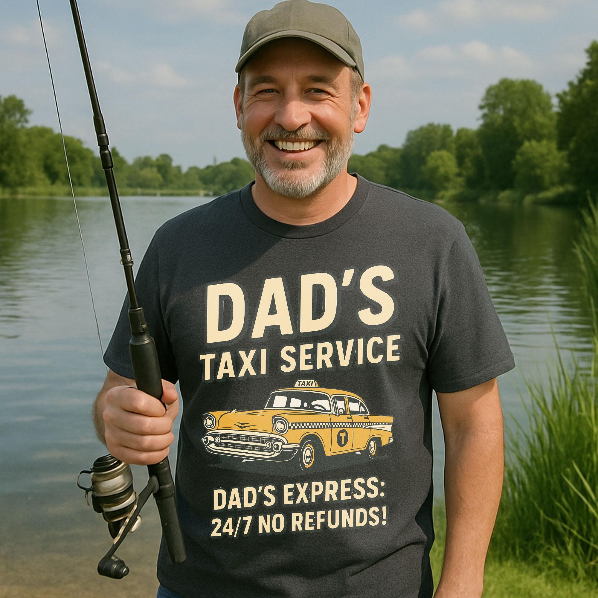 Dad’s Taxi Service T-Shirt – Funny Father’s Day Gift, Dad Express 24/7 Tee, No Refunds Humor Shirt for Fathers, Dads and Grandpa