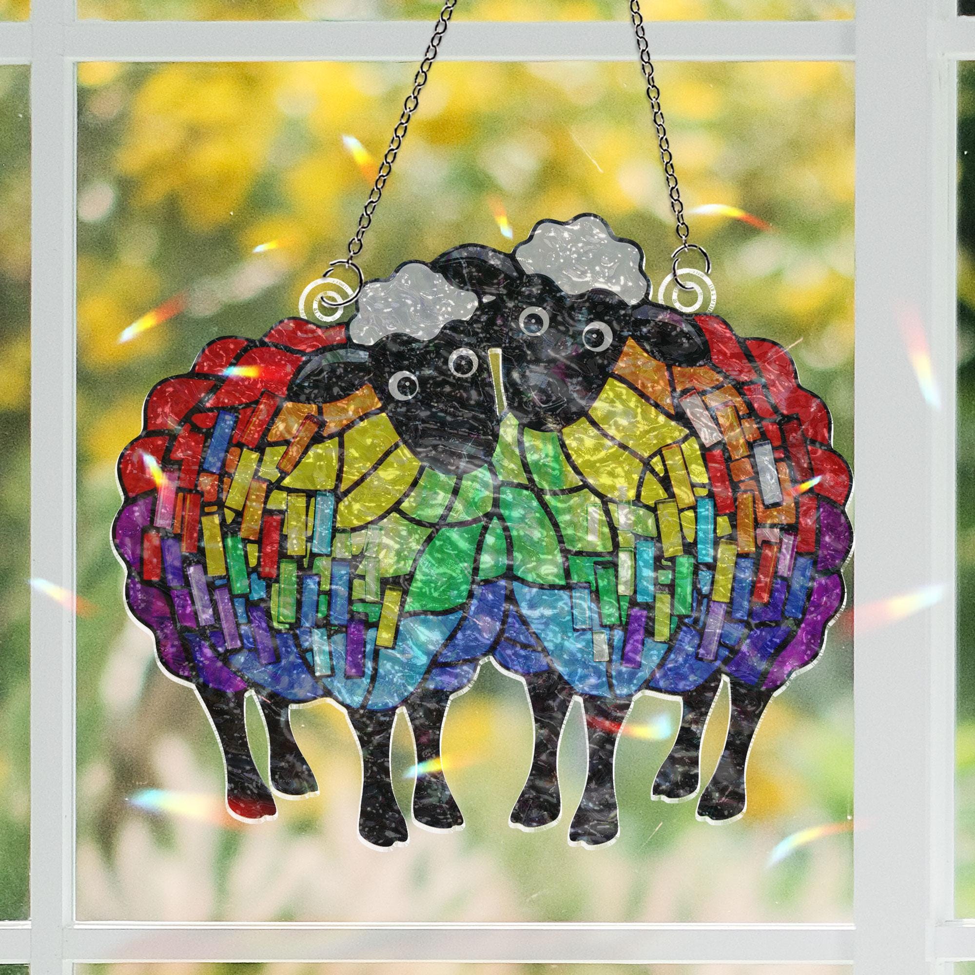 LGBT Rainbow Sheep Suncatcher | Holographic Black Sheep Ornament | Queer Pride Window Hanging | LGBTQ+ Holographic Black Sheep Gift
