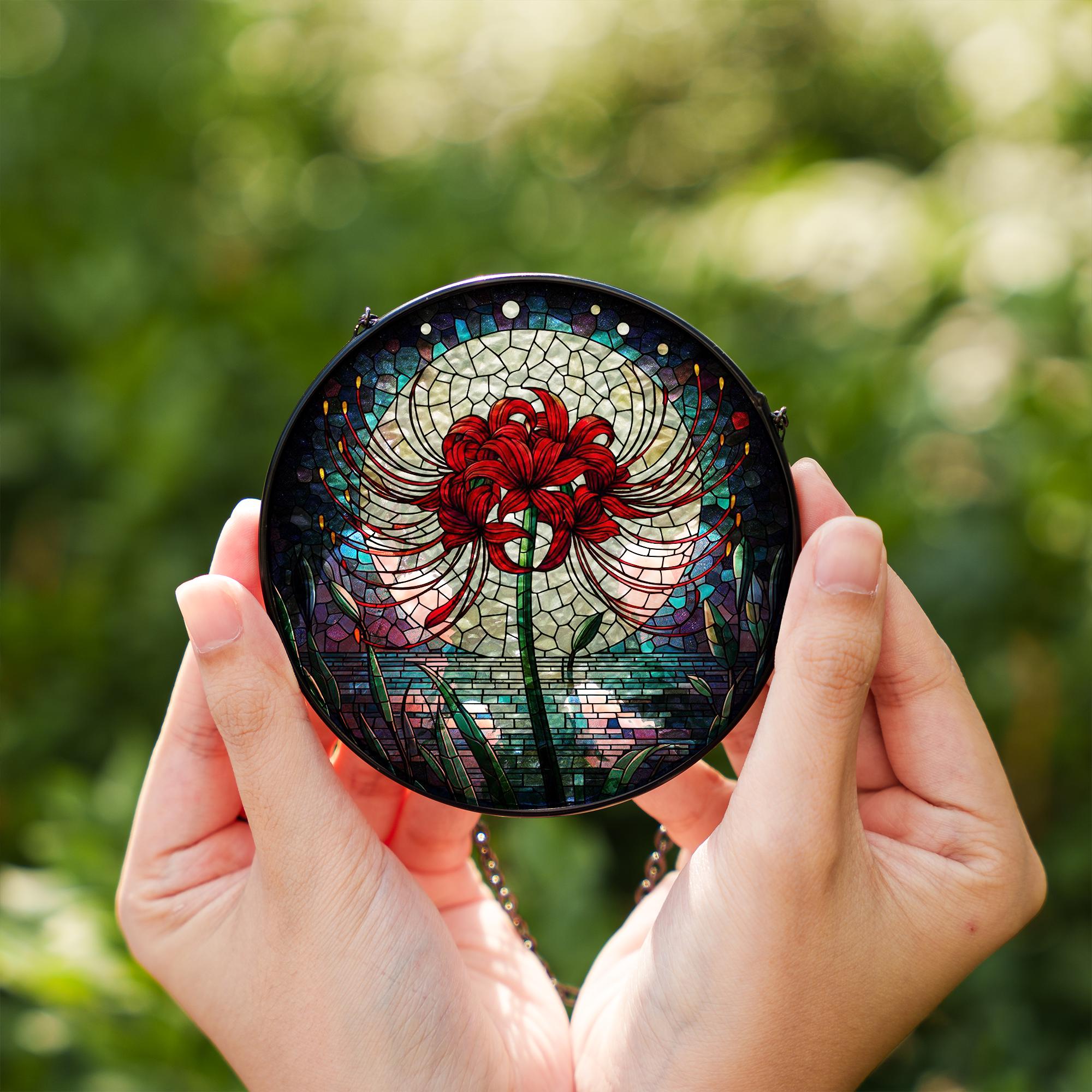 Spider Lily Glass Suncatcher – Elegant Floral Window Decor – Perfect Mother's Day Gift – Botanical Home Accent