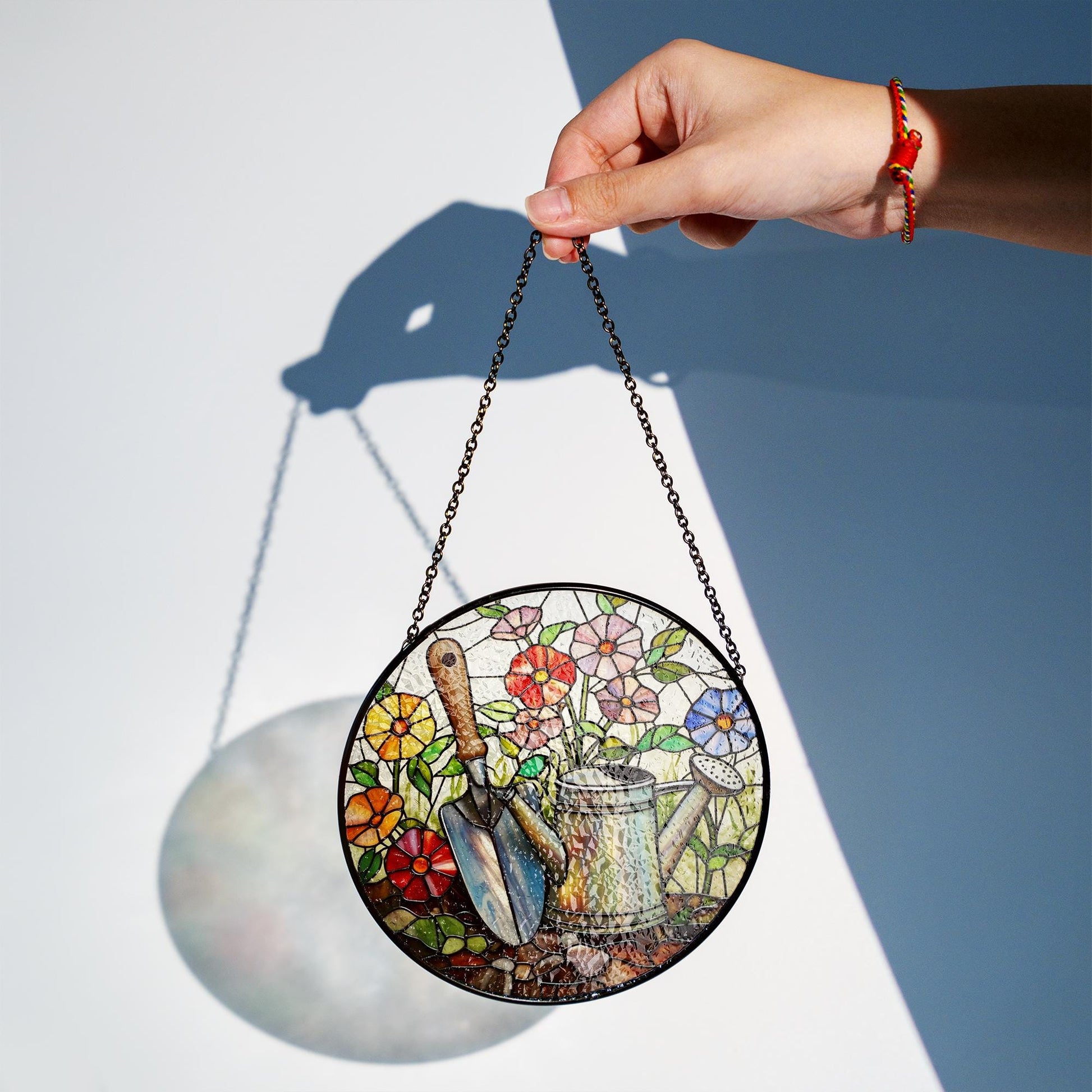 Gardener’s Touch Glass Suncatcher – Floral Window Decor – Mother's Day Gift – Garden Lover's Delight – Nature-Inspired Art