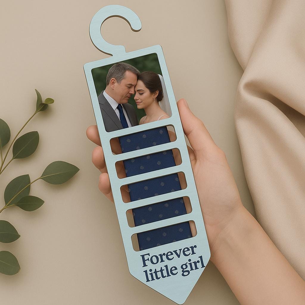 Father of the Bride Tie Hanger Gift, Custom Photo Wedding Gift from Daughter, Personalized Keepsake for Dad, Forever Your Little Girl