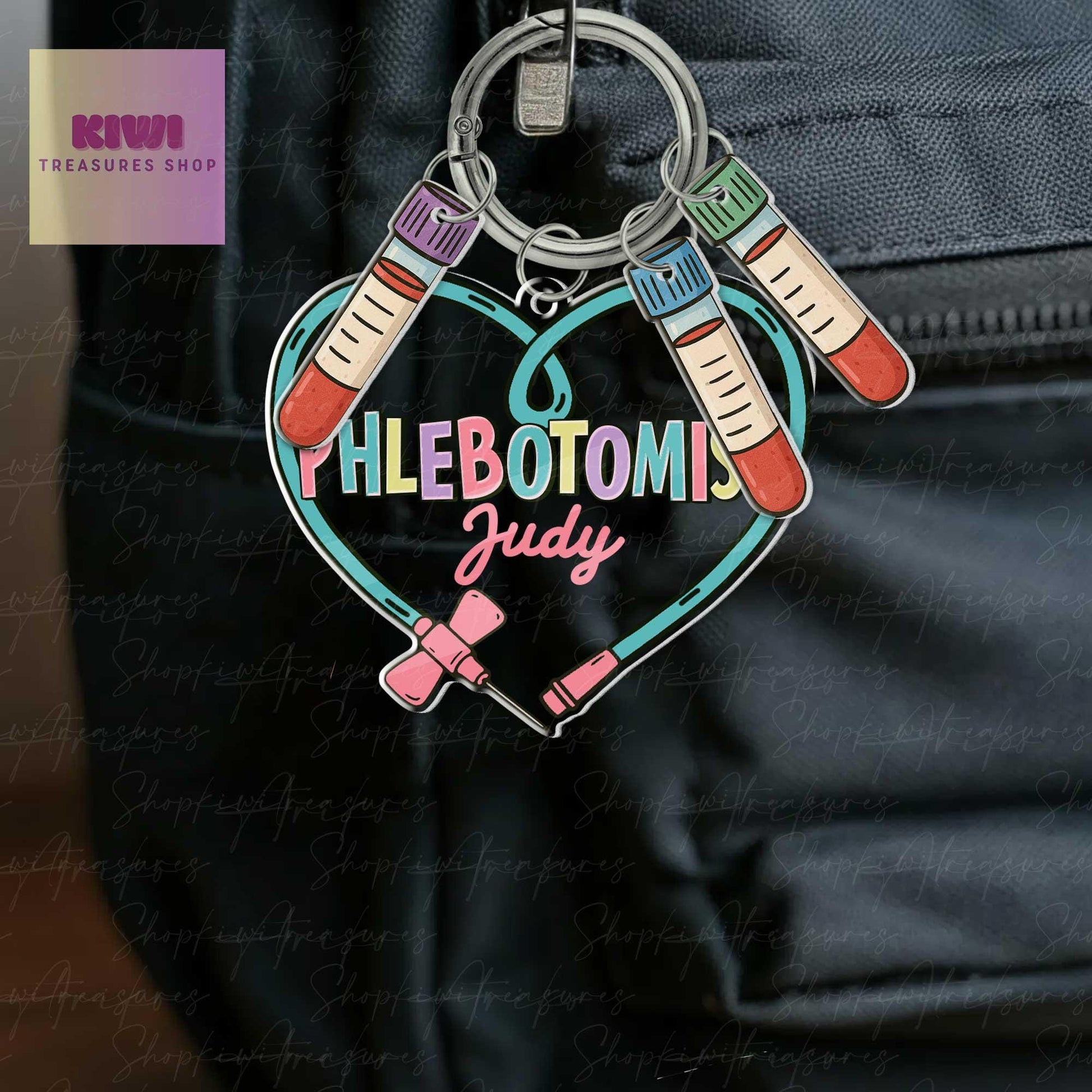 Personalized Phlebotomist Keychain – Nurse Week Gift for Her – Custom Blood Draw Tech Gift – Lab Tech Appreciation Accessory