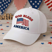 God Bless America Hat – Patriotic White Baseball Cap with USA Flag – 4th of July, Veterans Day, Christian American Gift Idea