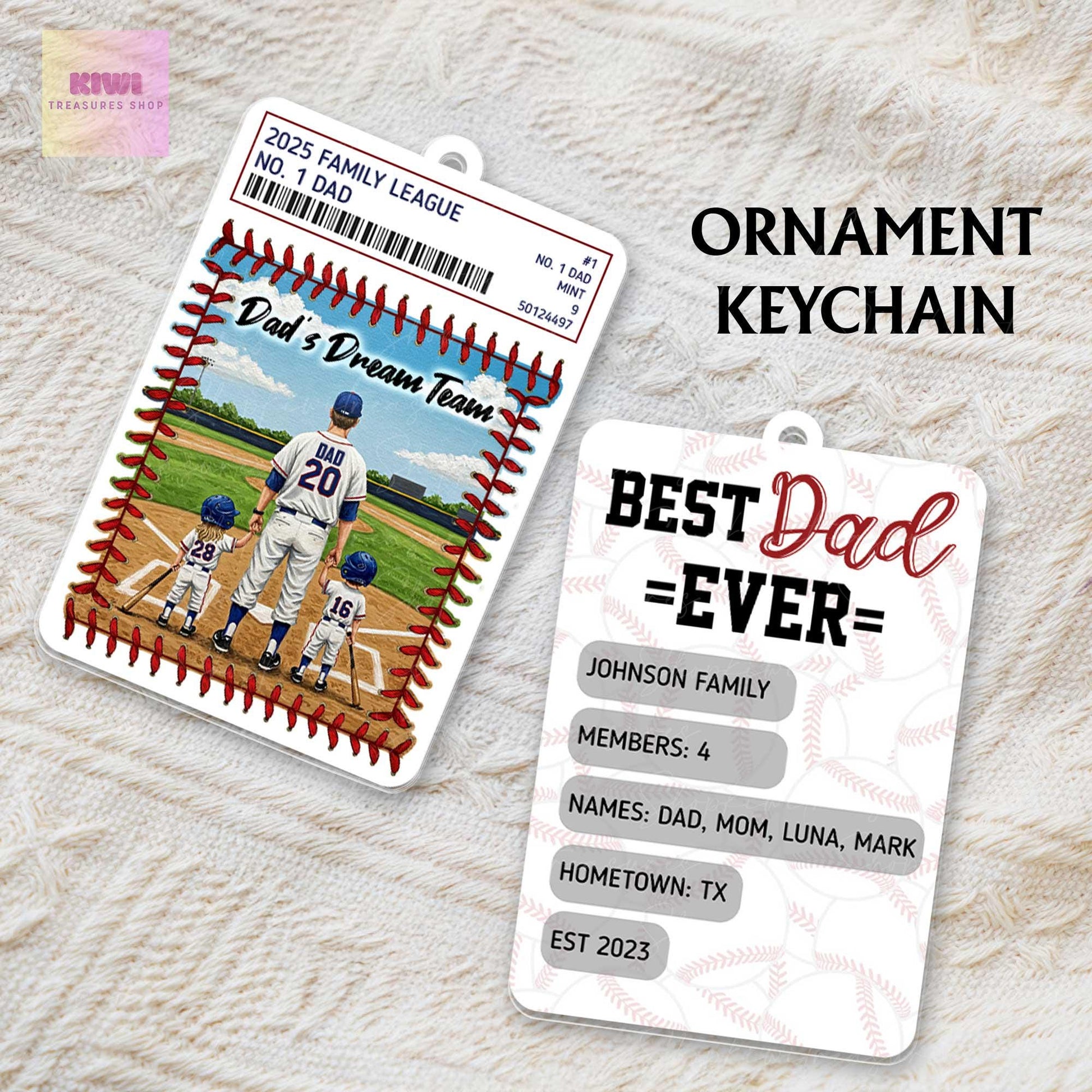 Personalized Baseball Dad Trading Card Theme Acrylic Block – Father's Day Gift from Kids – Custom Sports Keepsake – Dad's Dream Team Display