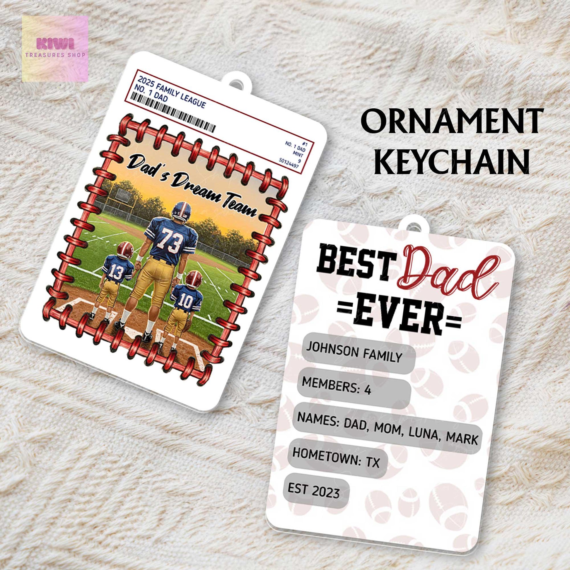Personalized Football Dad Trading Card Theme Acrylic Block – Custom Father's Day Gift from Kids – Dad's Dream Team Sports Keepsake Display