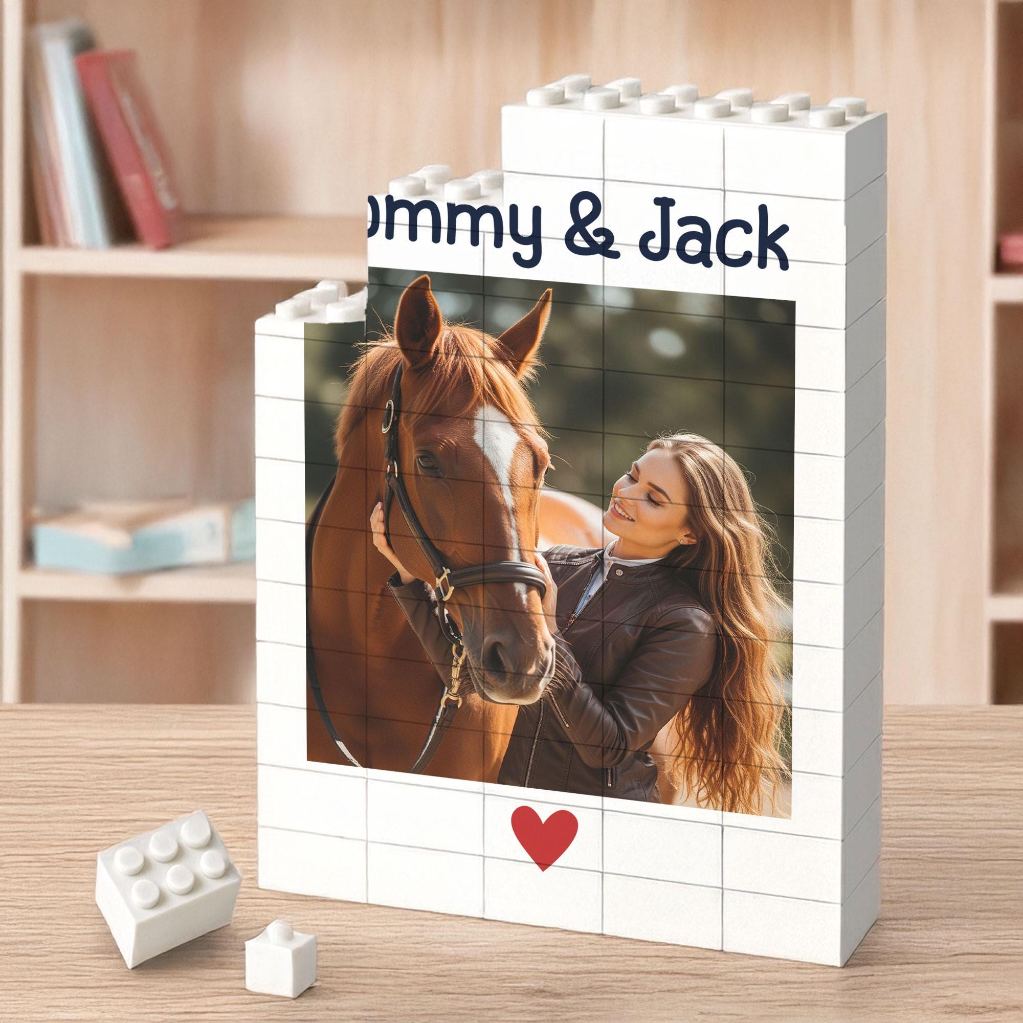 Custom Horse Photo Building Block | Personalized Equestrian Gift | Name & Picture Keepsake |  Horse Lover Decor