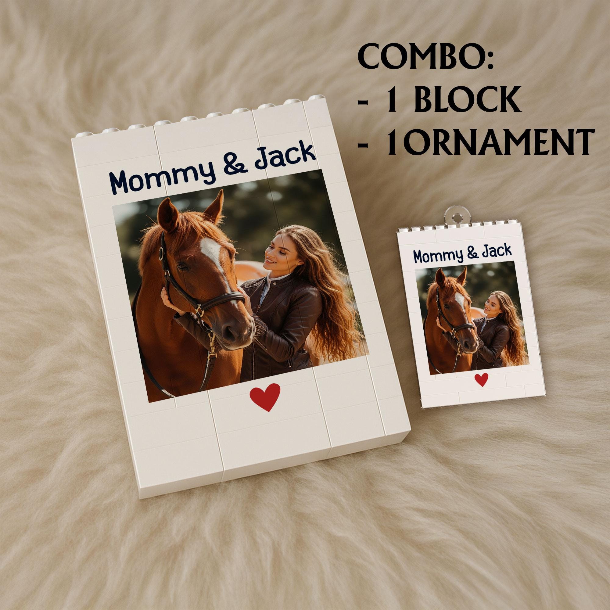 Custom Horse Photo Building Block | Personalized Equestrian Gift | Name & Picture Keepsake |  Horse Lover Decor