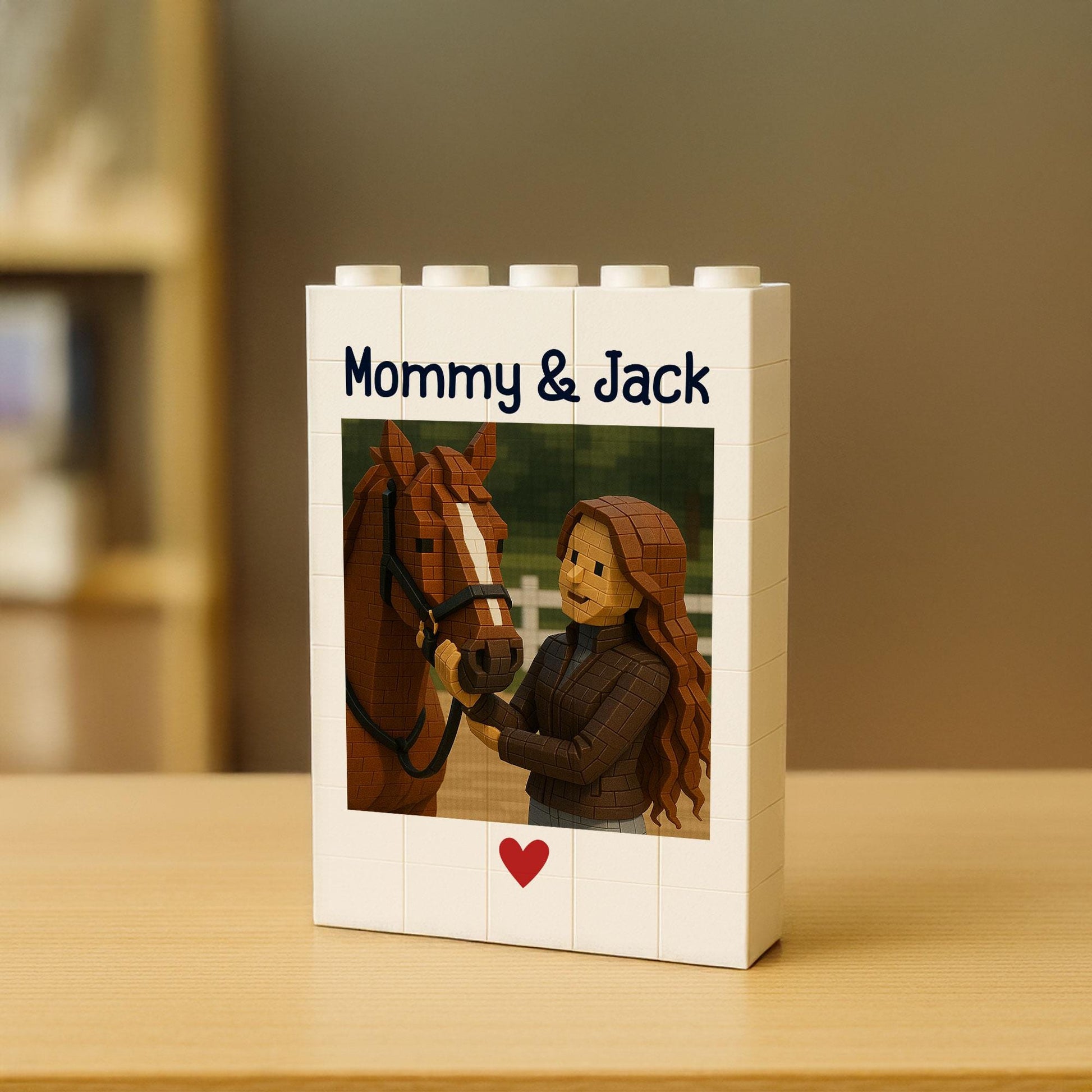 Custom Horse Photo Building Block | Personalized Equestrian Gift | Name & Picture Keepsake |  Horse Lover Decor