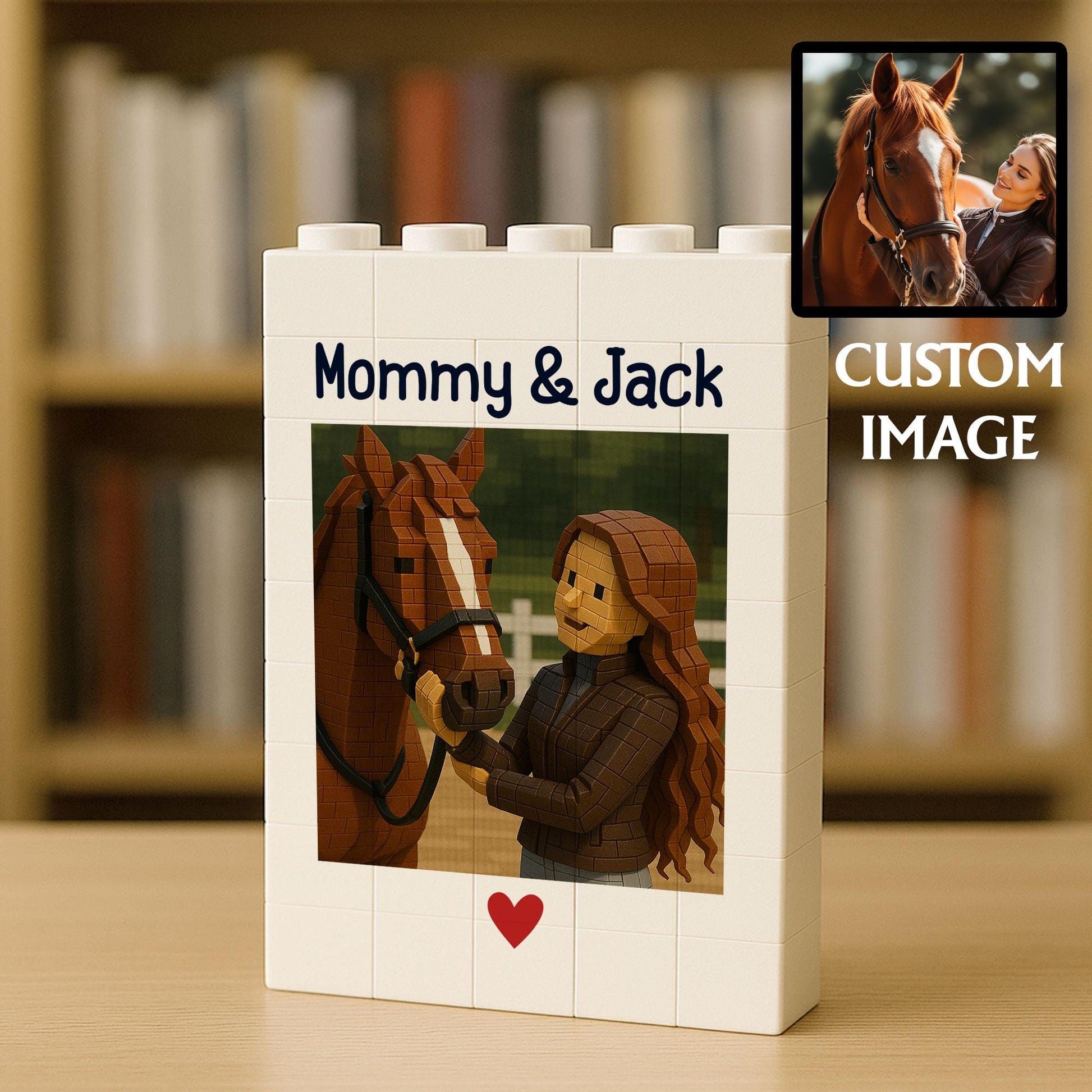Custom Horse Photo Building Block | Personalized Equestrian Gift | Name & Picture Keepsake |  Horse Lover Decor